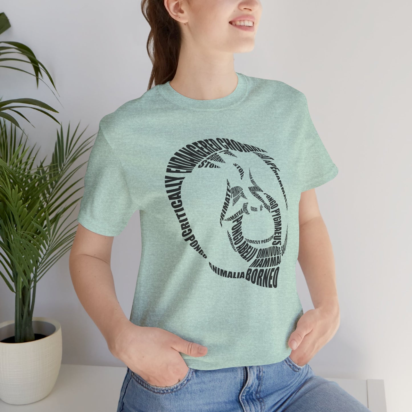 Orangutan Head Word Art Adult Unisex Short Sleeve Tee