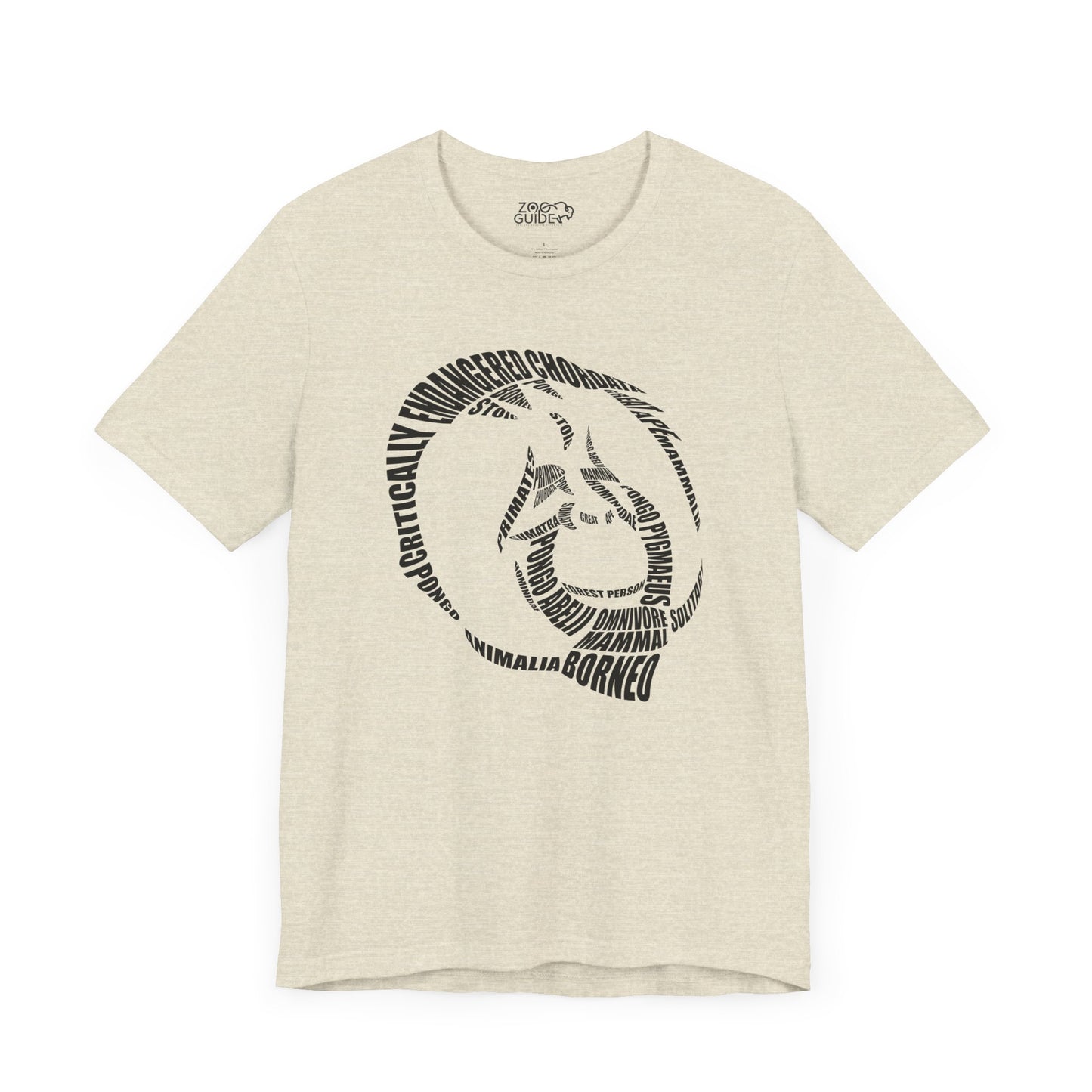 Orangutan Head Word Art Adult Unisex Short Sleeve Tee