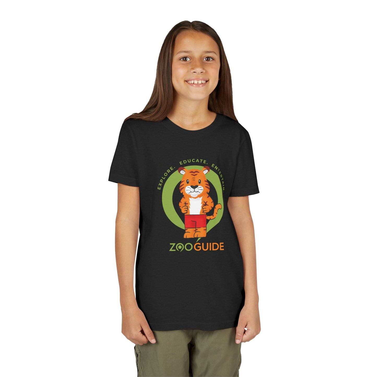 Tiger in Shorts in Zoo Guide™ Waypoint Icon Youth Tee Shirt by Zoo Guide™