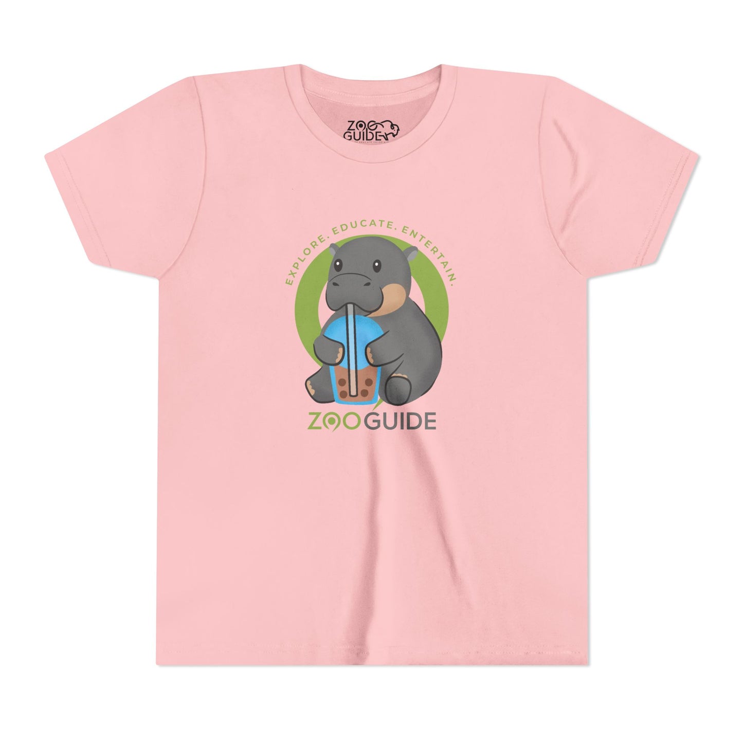 Pygmy Hippo Drinking Boba in Zoo Guide™ Waypoint Icon Youth Tee Shirt by Zoo Guide™