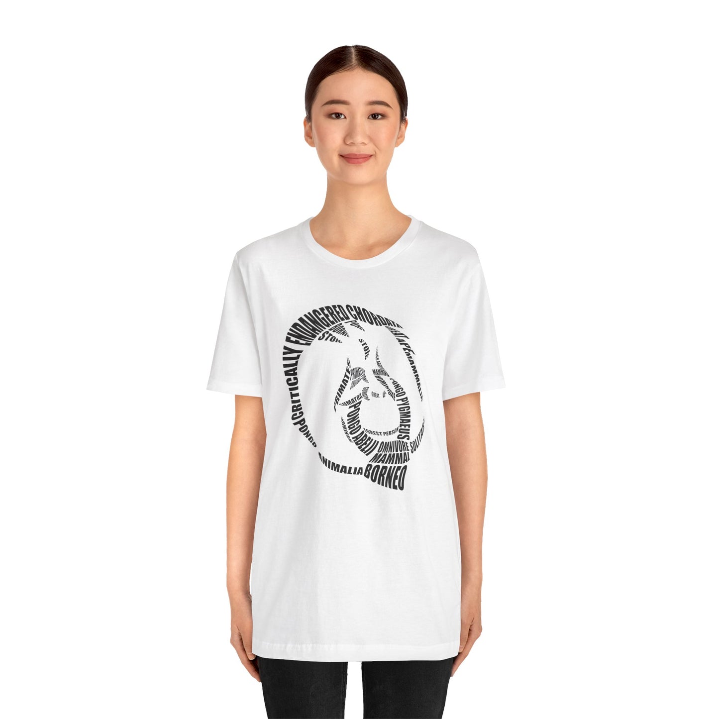 Orangutan Head Word Art Adult Unisex Short Sleeve Tee