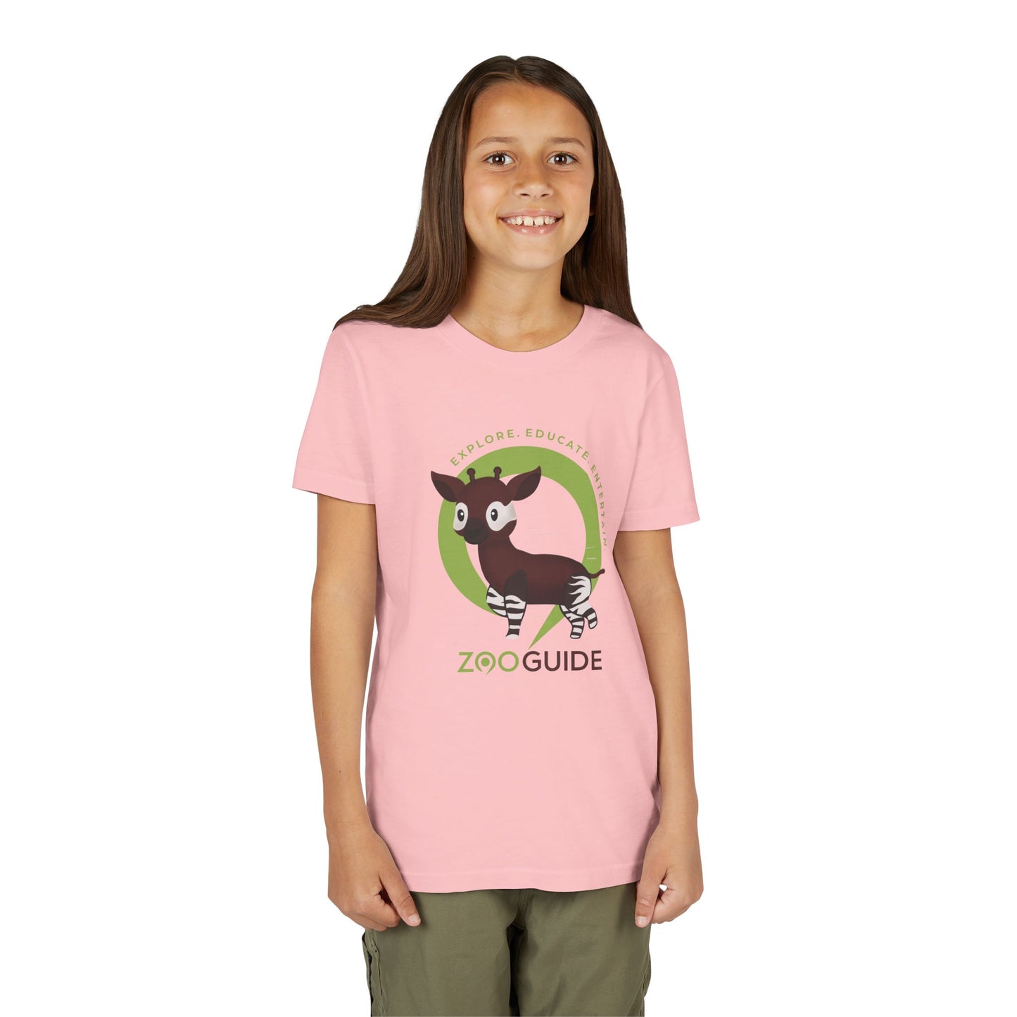 Okapi Prancing in Zoo Guide™ Waypoint Icon Youth Tee Shirt by Zoo Guide™