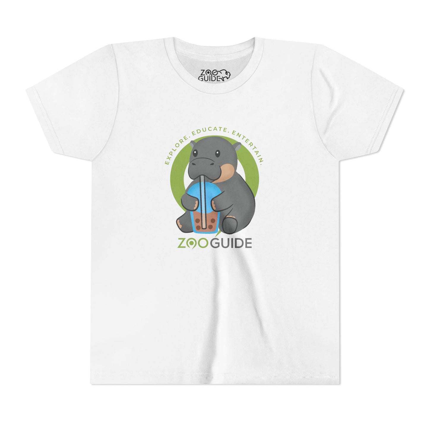 Pygmy Hippo Drinking Boba in Zoo Guide™ Waypoint Icon Youth Tee Shirt by Zoo Guide™