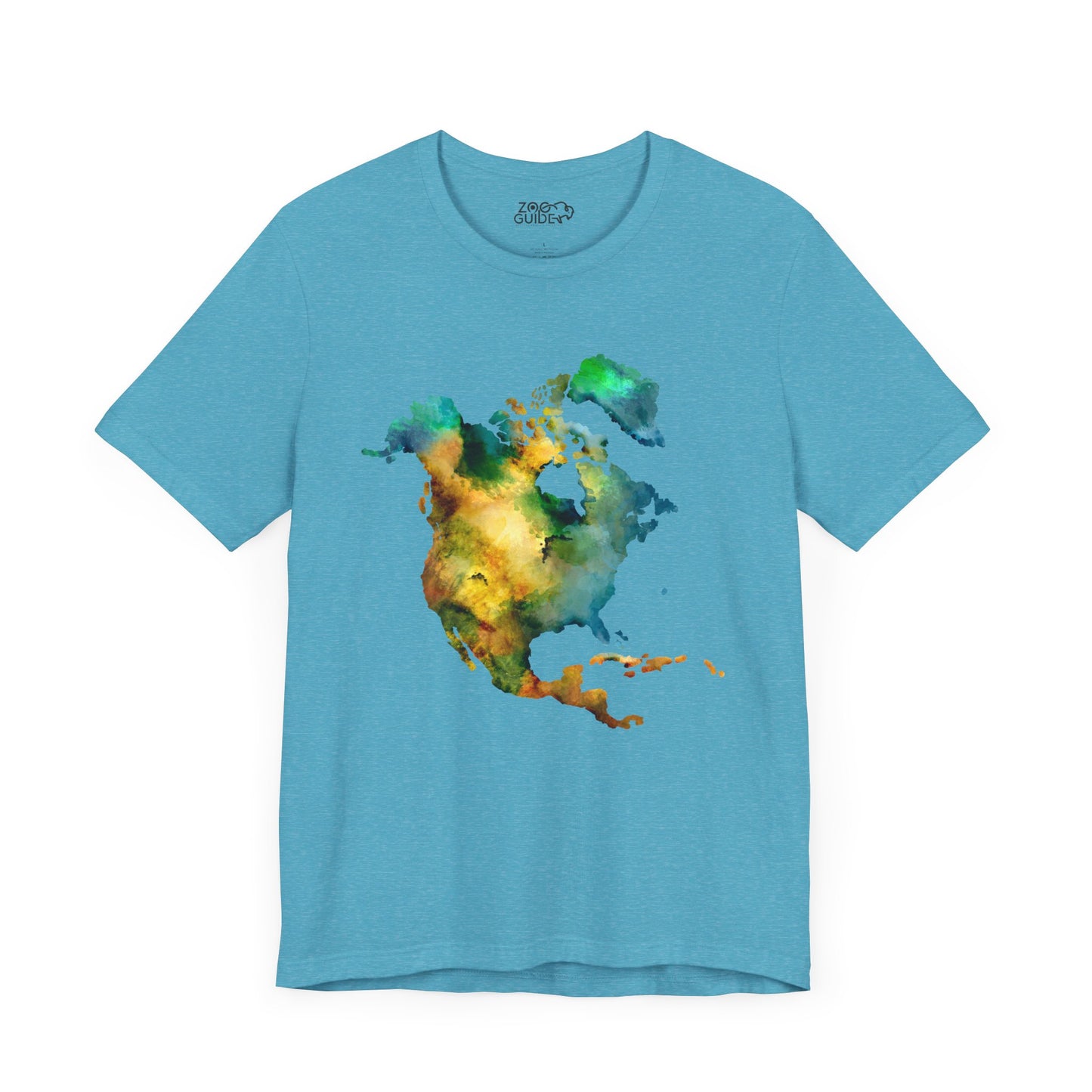 North America Map Adult Unisex Tee Shirt by Zoo Guide™
