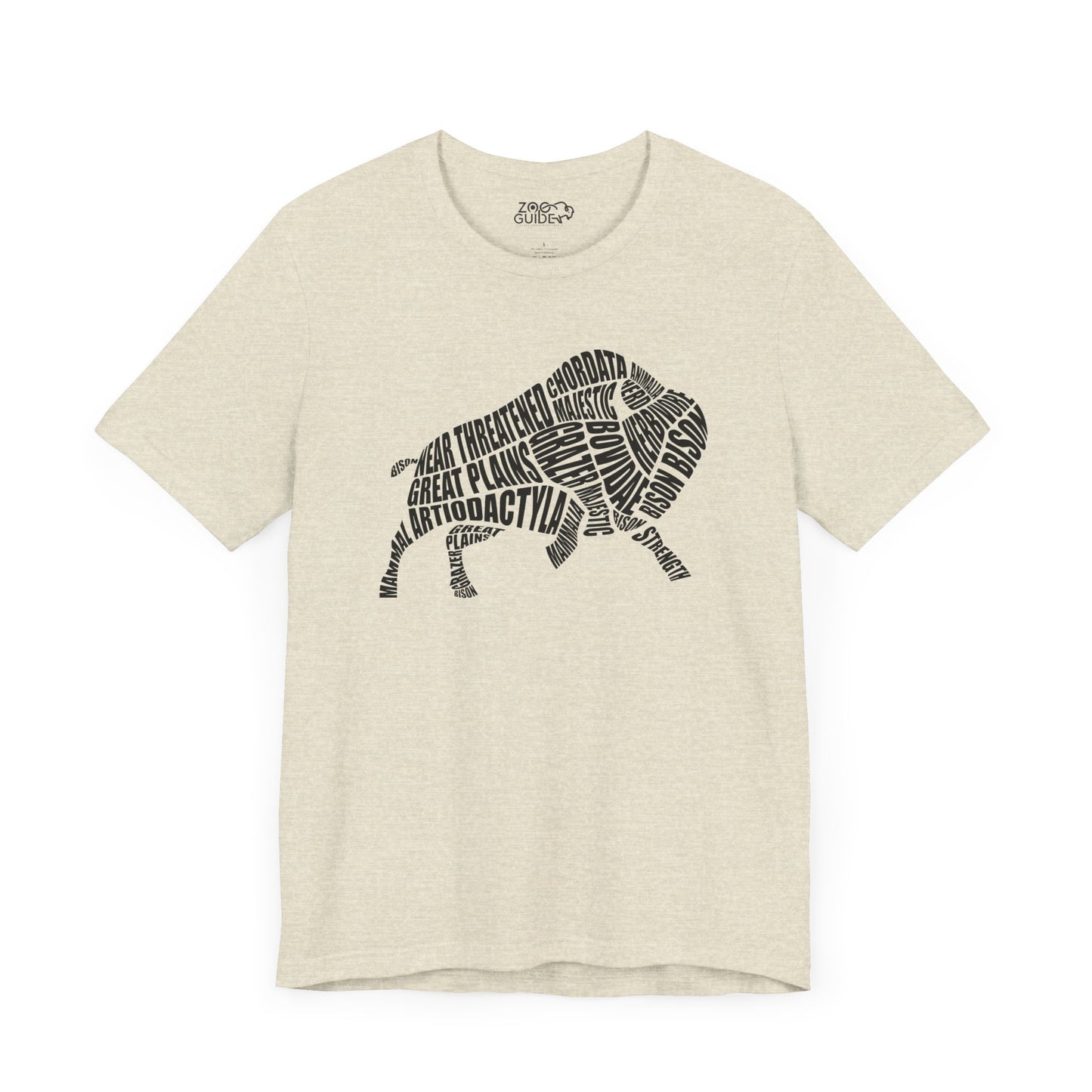 Bison Word Art Adult Unisex Short Sleeve Tee