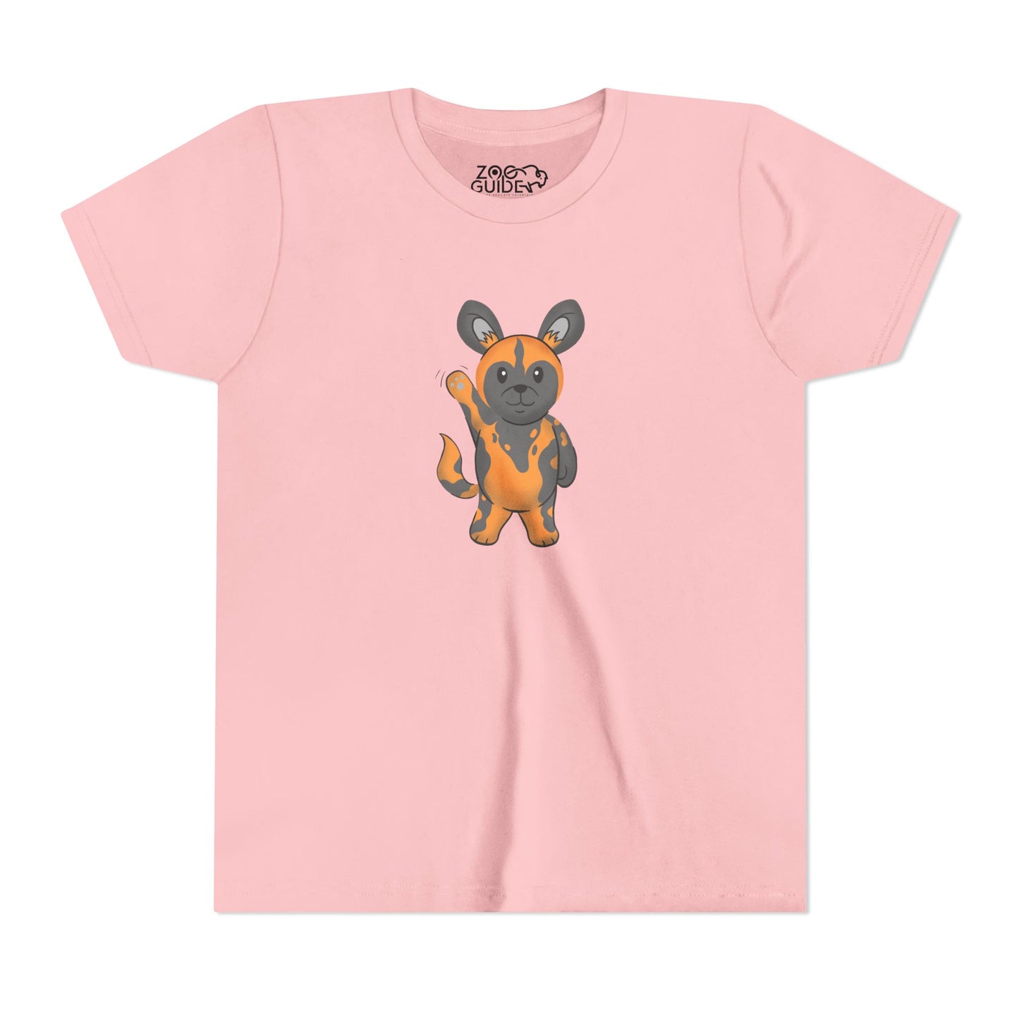 African Painted Dog Waving Youth Tee Shirt by Zoo Guide™