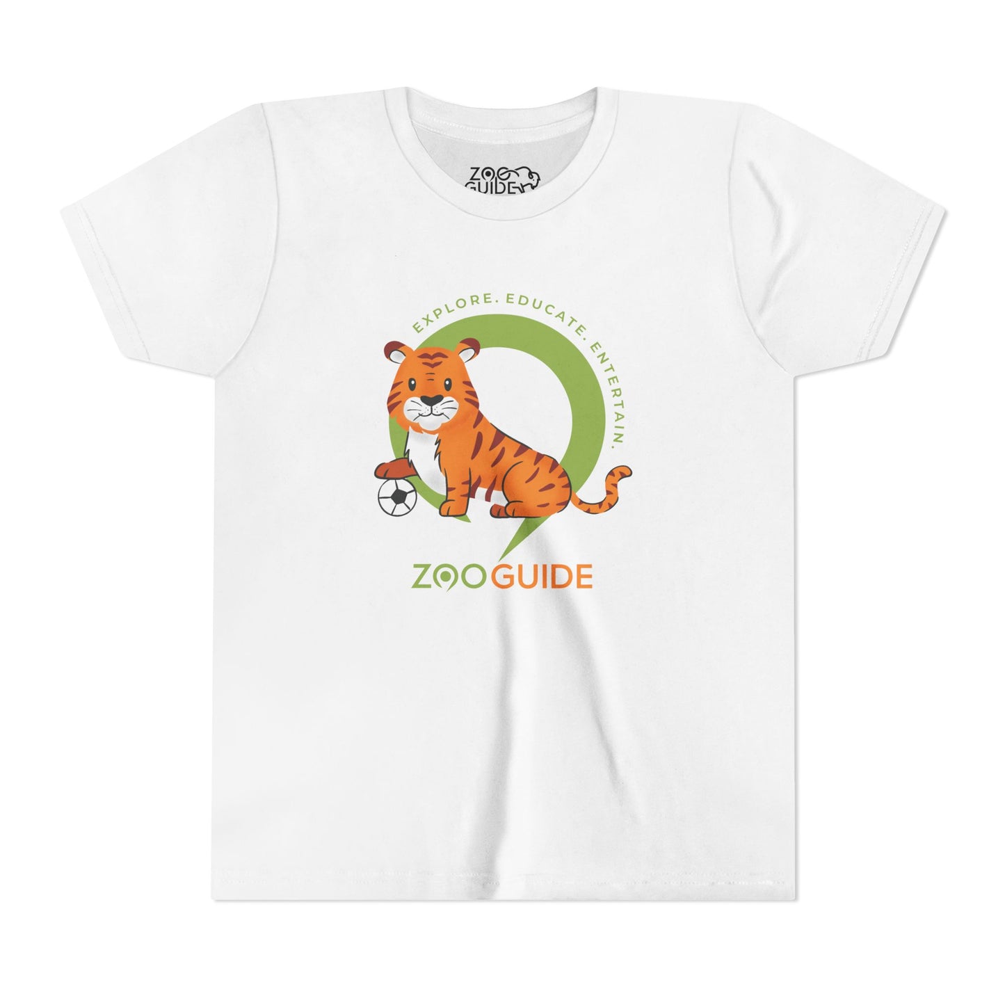 Tiger with Soccer Ball in Zoo Guide™ Waypoint Icon Youth Tee Shirt by Zoo Guide™