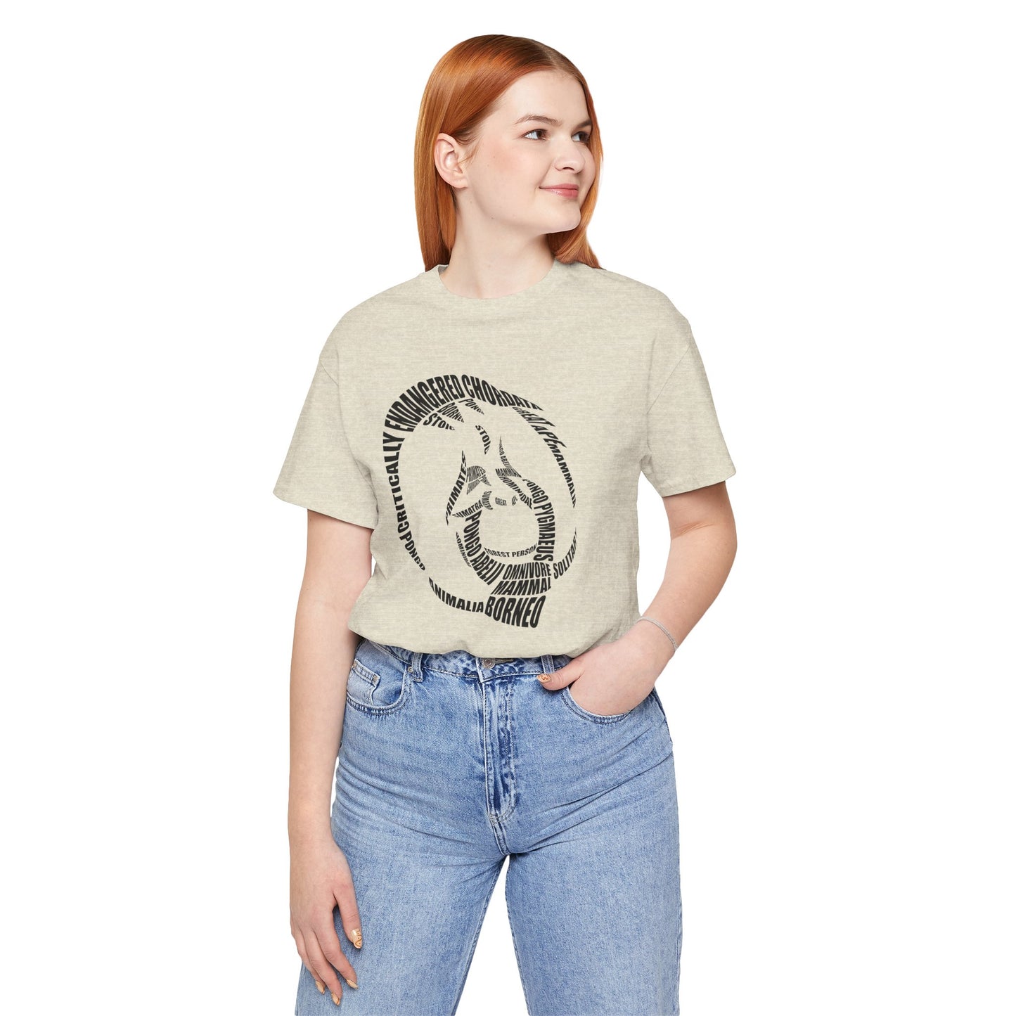 Orangutan Head Word Art Adult Unisex Short Sleeve Tee