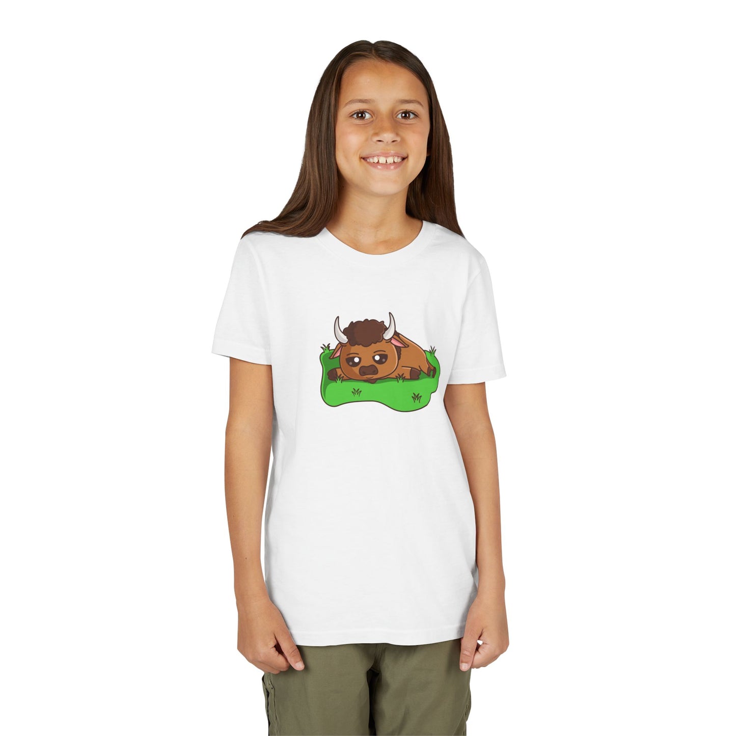 Bison Resting Kawaii Style Youth Tee Shirt by Zoo Guide™