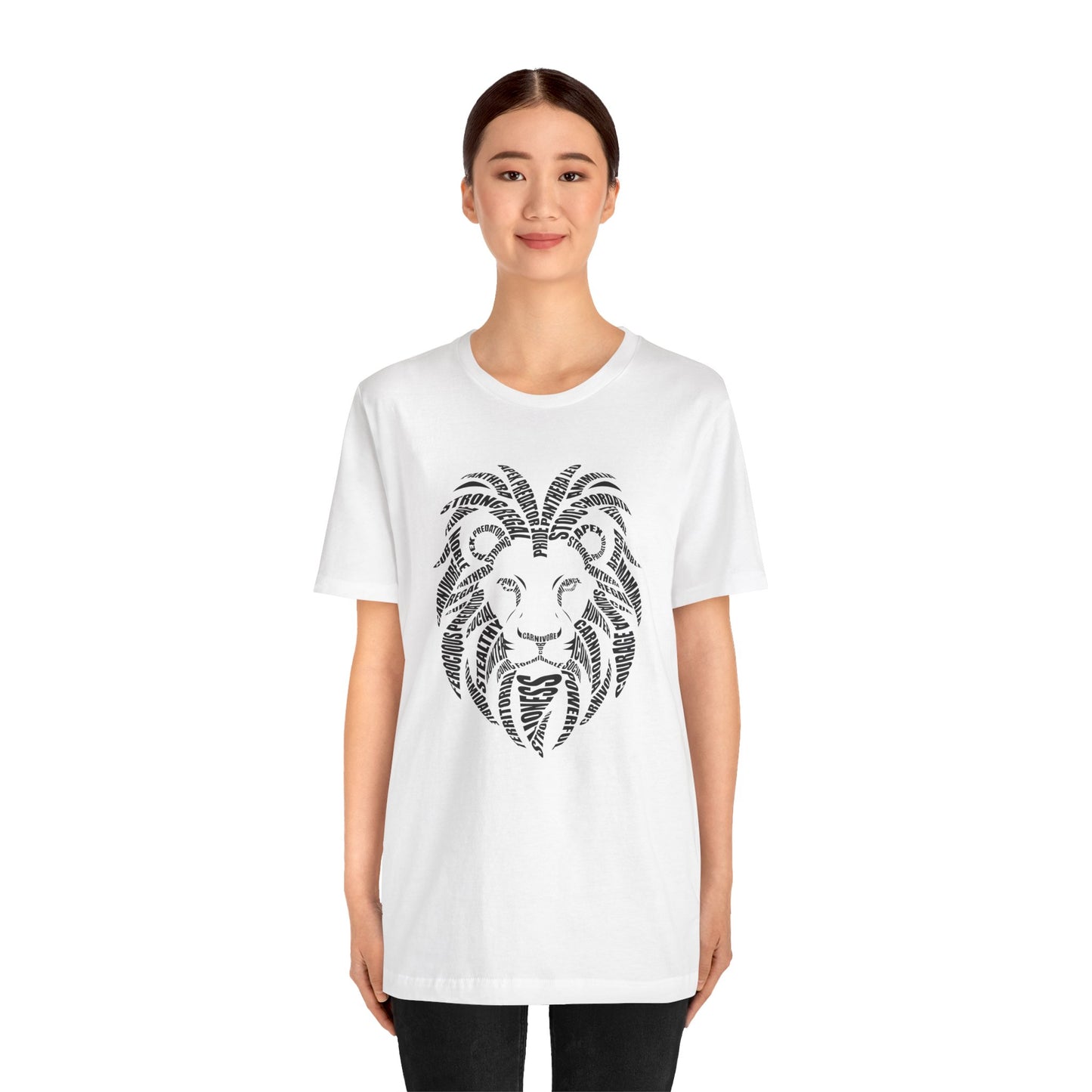 Lion Head Word Art Adult Unisex Short Sleeve Tee
