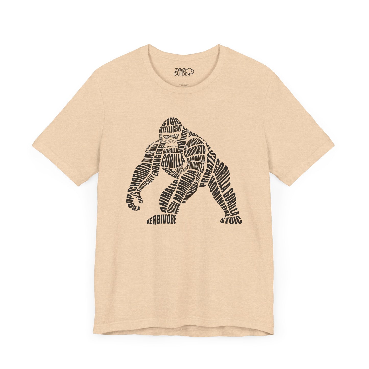 Gorilla Word Art Adult Unisex Short Sleeve Tee by Zoo Guide™