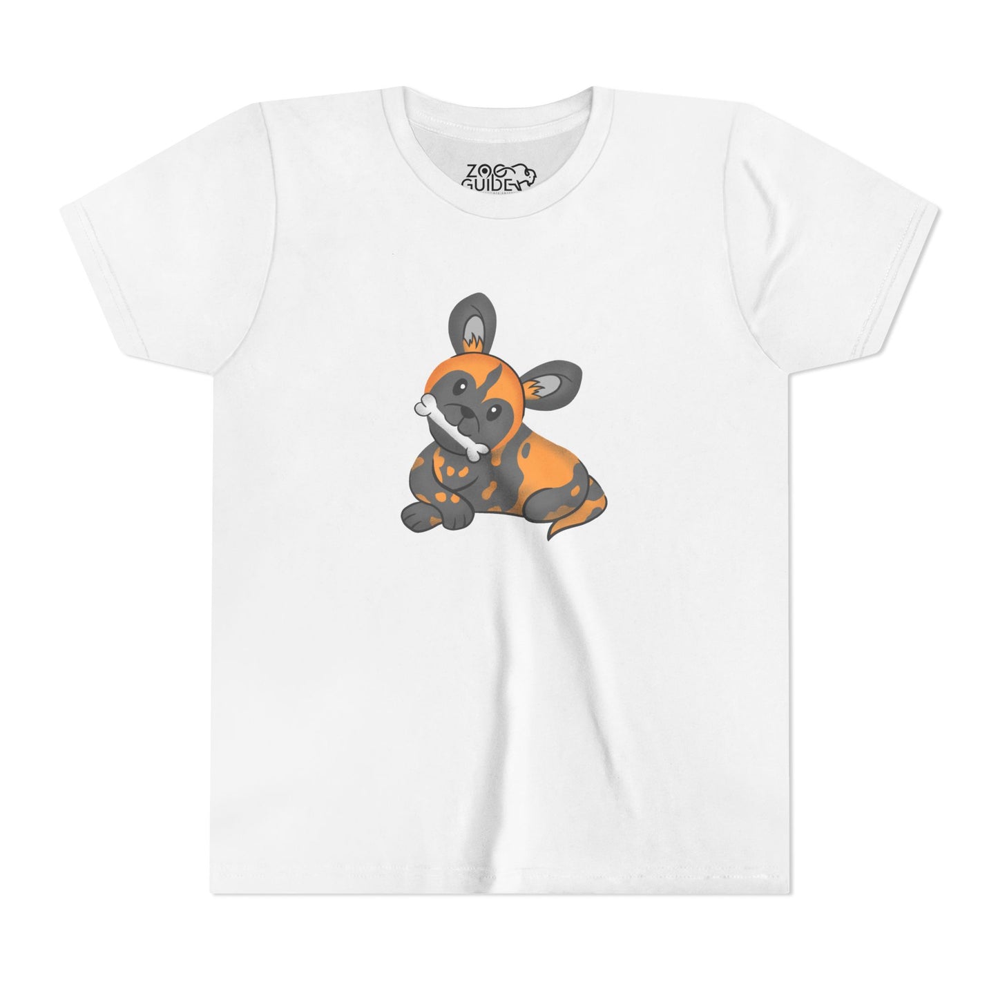 African Painted Dog with Bone Youth Tee Shirt by Zoo Guide™