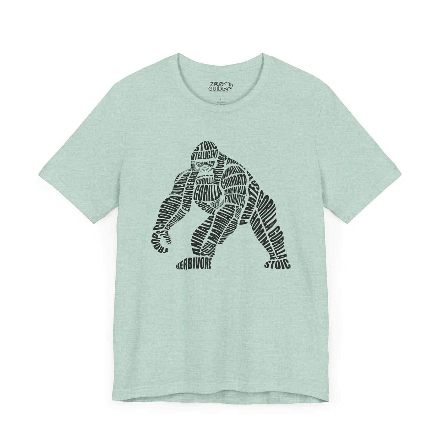 Gorilla Word Art Adult Unisex Short Sleeve Tee by Zoo Guide™
