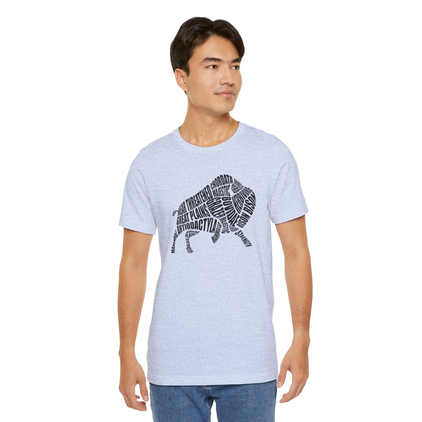 Bison Word Art Adult Unisex Short Sleeve Tee