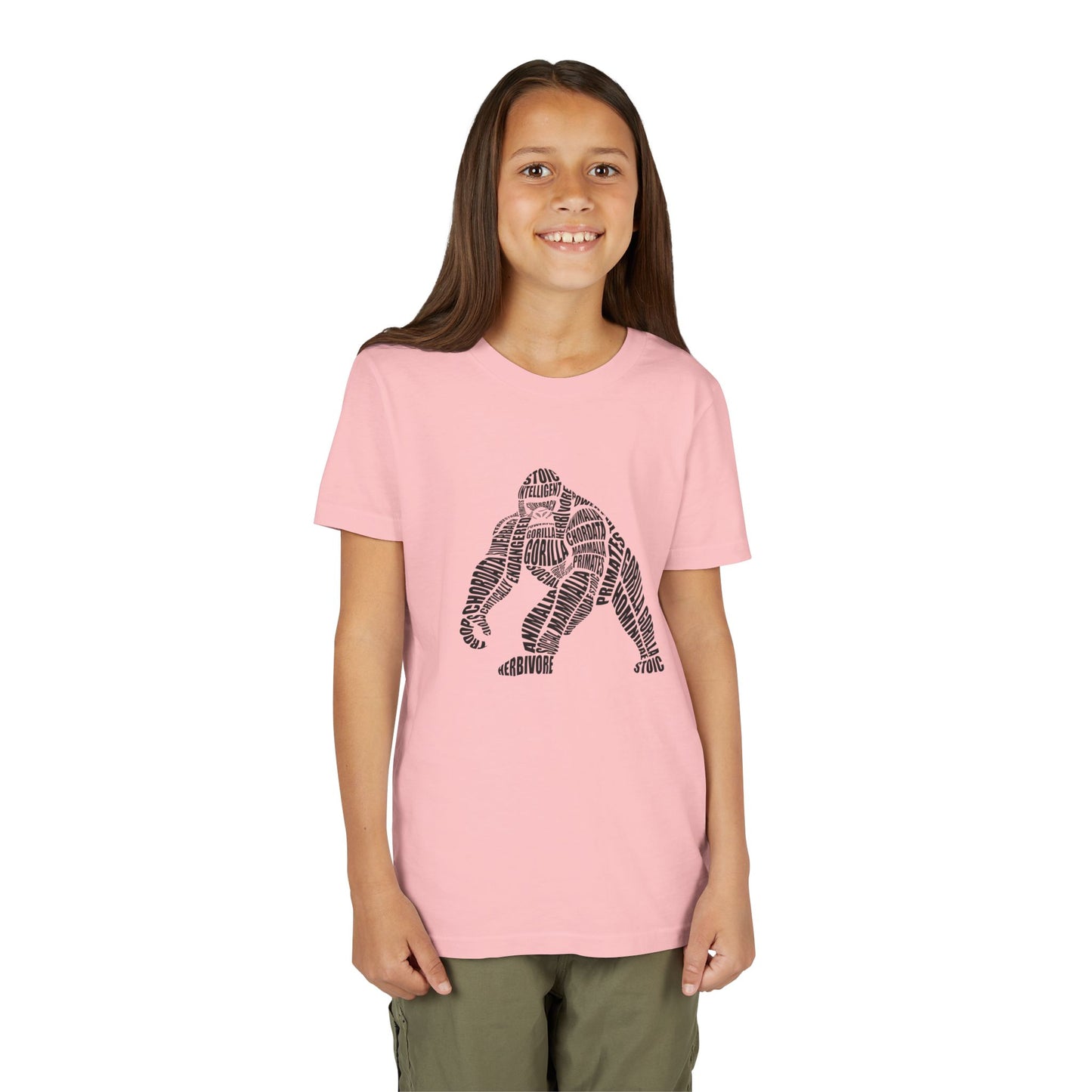 Gorilla Word Art Youth Tee Shirt by Zoo Guide™