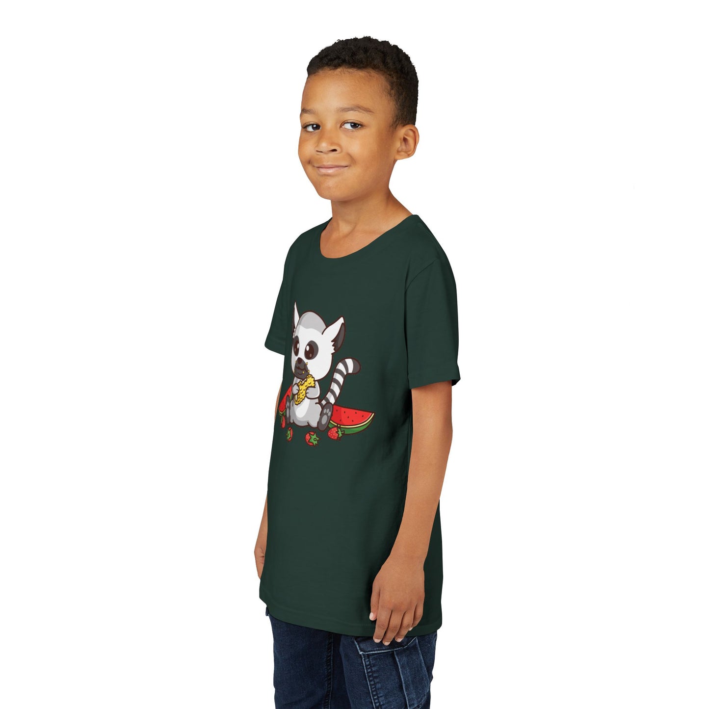 Ring Tailed Lemur Snackin' Kawaii Style Youth Tee Shirt by Zoo Guide™