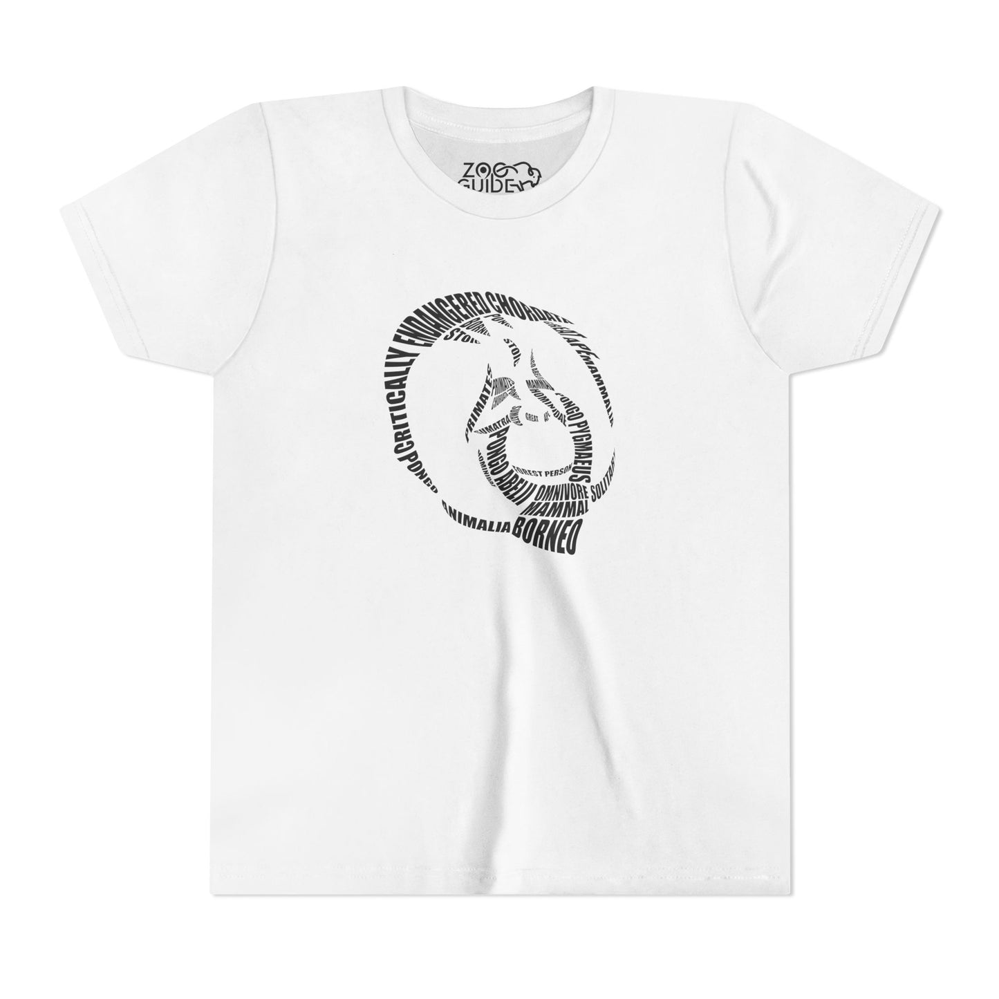 Orangutan Head Word Art Youth Tee Shirt by Zoo Guide™