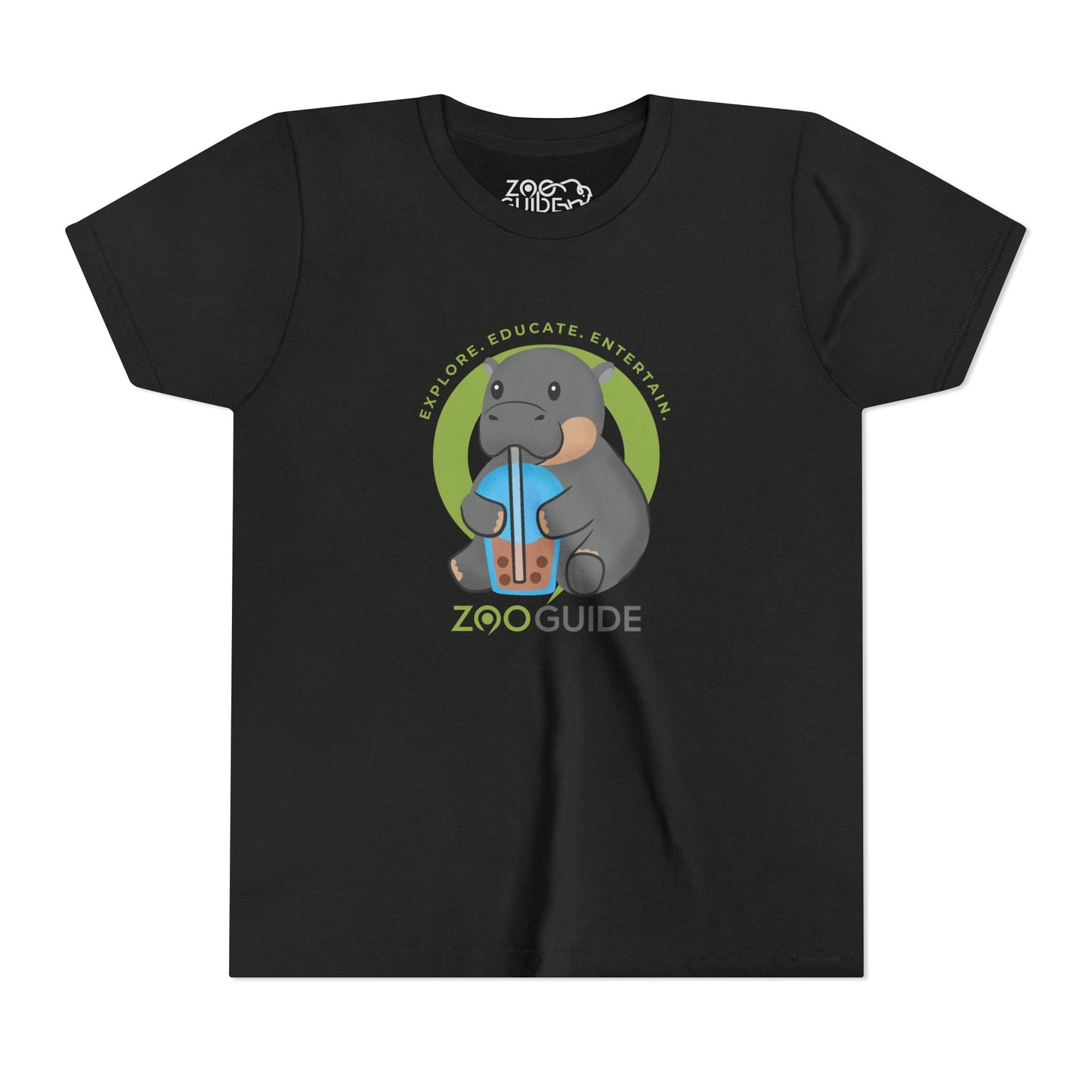 Pygmy Hippo Drinking Boba in Zoo Guide™ Waypoint Icon Youth Tee Shirt by Zoo Guide™