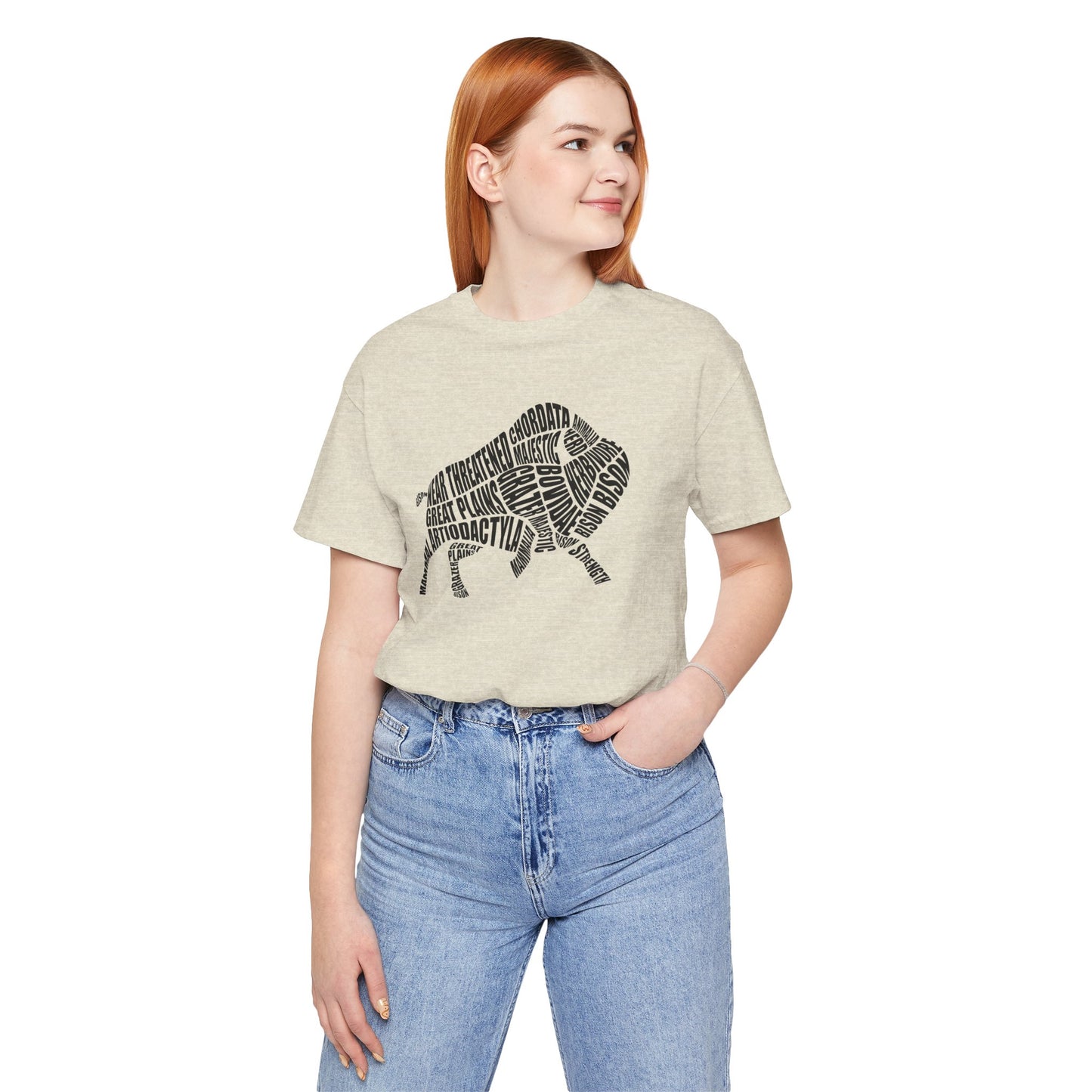 Bison Word Art Adult Unisex Short Sleeve Tee