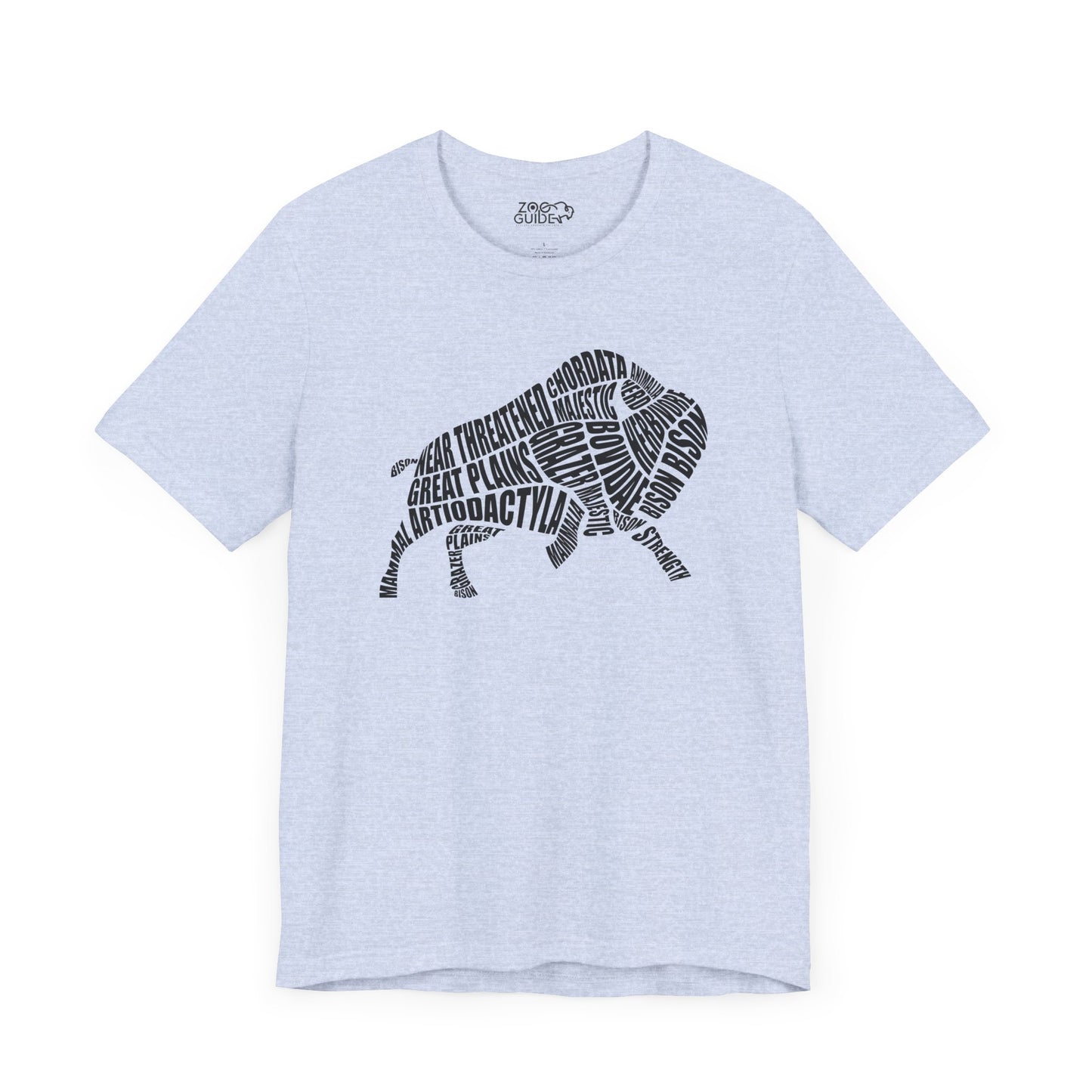 Bison Word Art Adult Unisex Short Sleeve Tee
