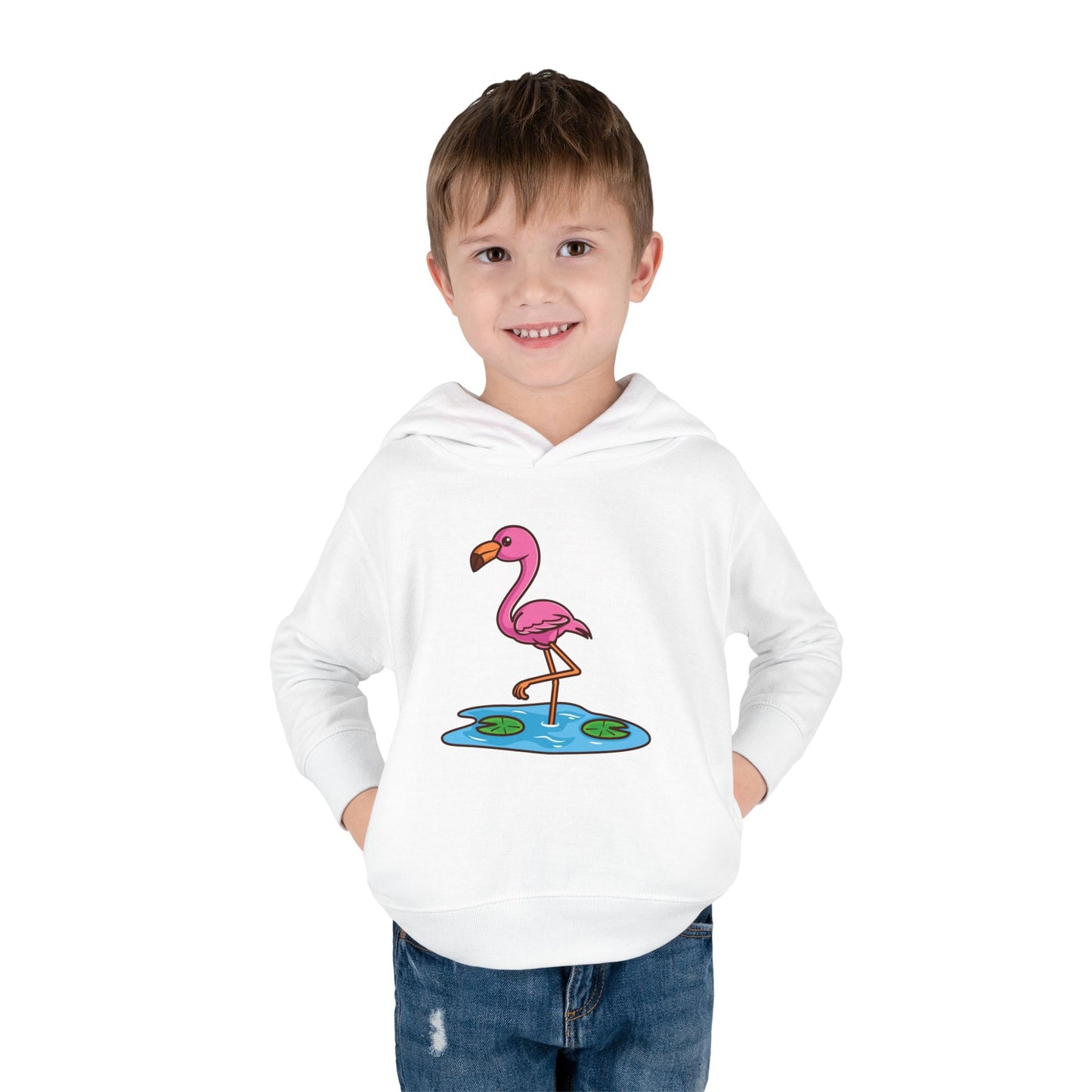 Flamingo Kawaii Style Toddler Pullover Fleece Hoodie by Zoo Guide™
