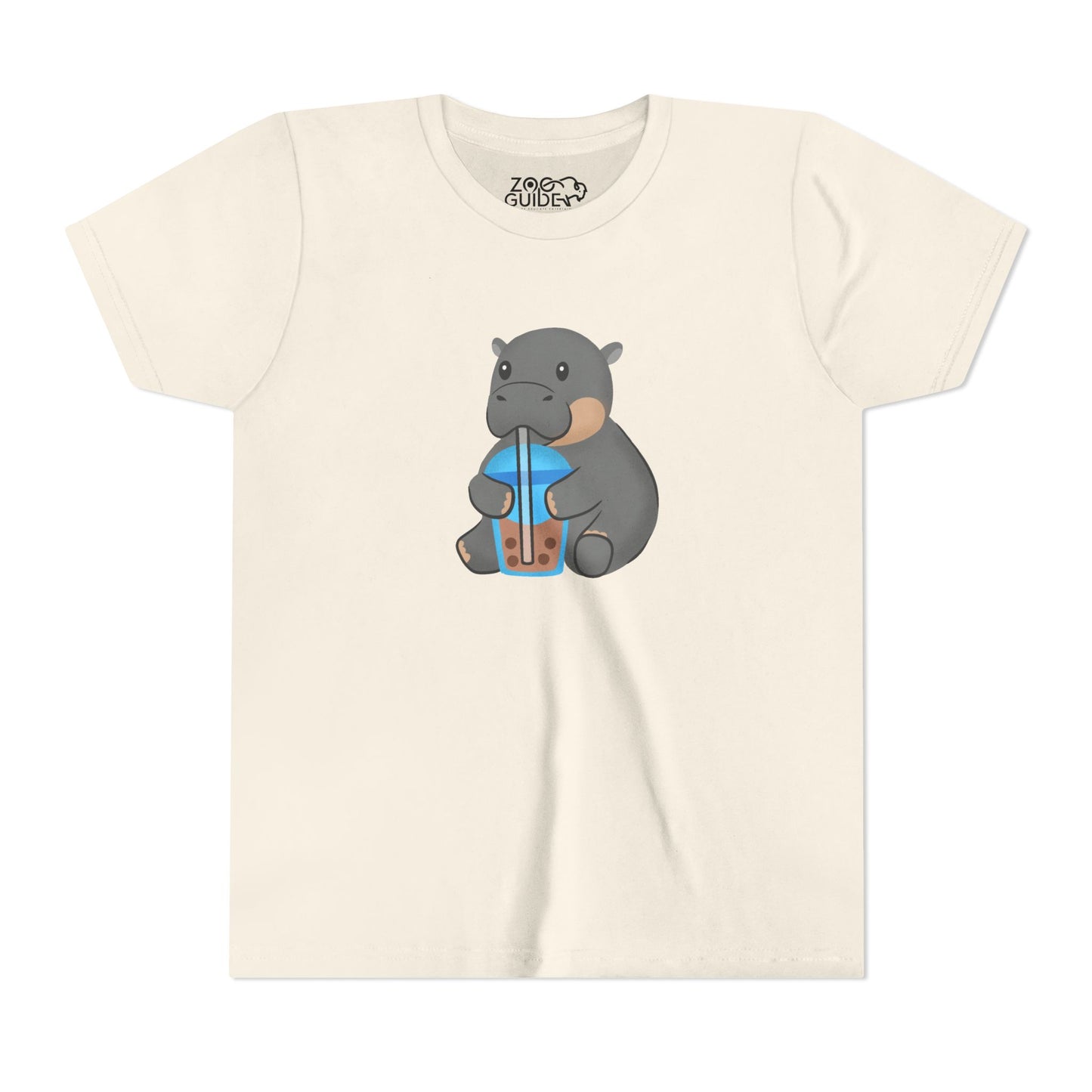 Pygmy Hippo Drinking Boba Youth Tee Shirt by Zoo Guide™