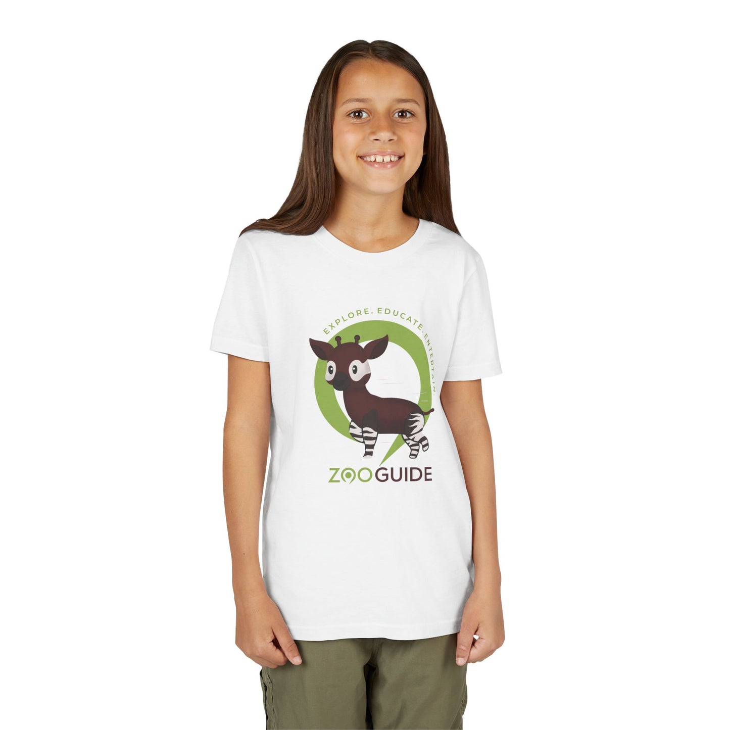 Okapi Prancing in Zoo Guide™ Waypoint Icon Youth Tee Shirt by Zoo Guide™