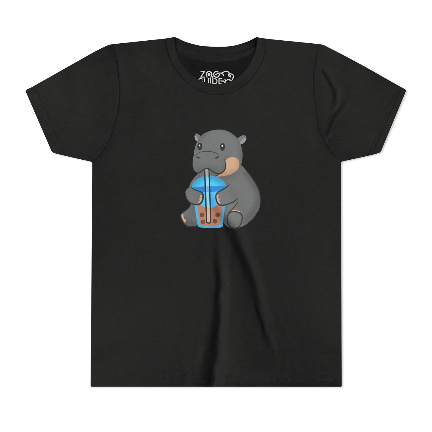 Pygmy Hippo Drinking Boba Youth Tee Shirt by Zoo Guide™