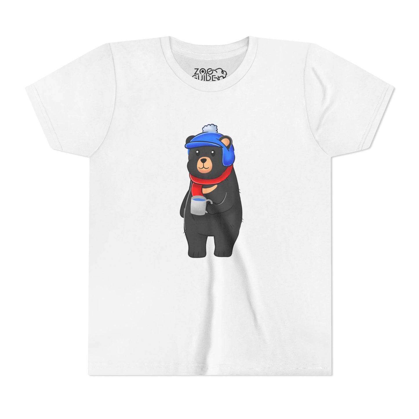 American Black Bear Winter Wear Youth Tee Shirt by Zoo Guide™