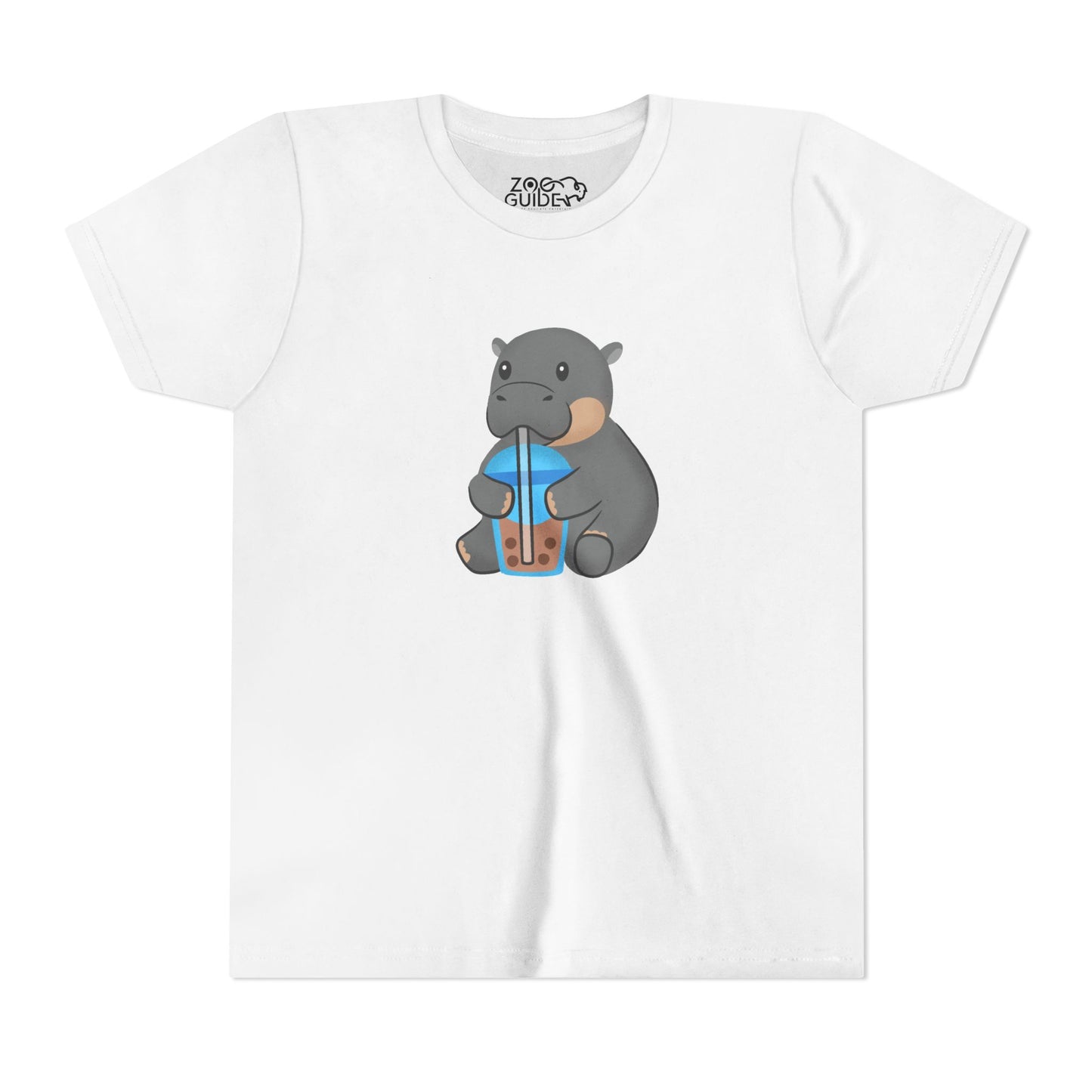 Pygmy Hippo Drinking Boba Youth Tee Shirt by Zoo Guide™