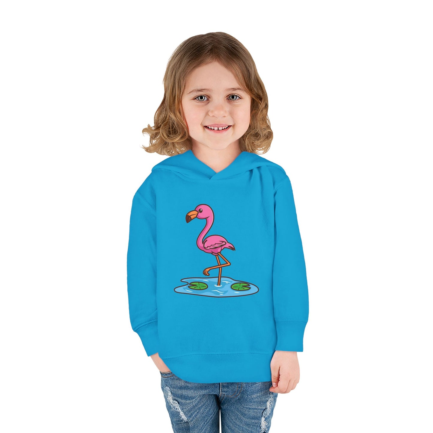 Flamingo Kawaii Style Toddler Pullover Fleece Hoodie by Zoo Guide™