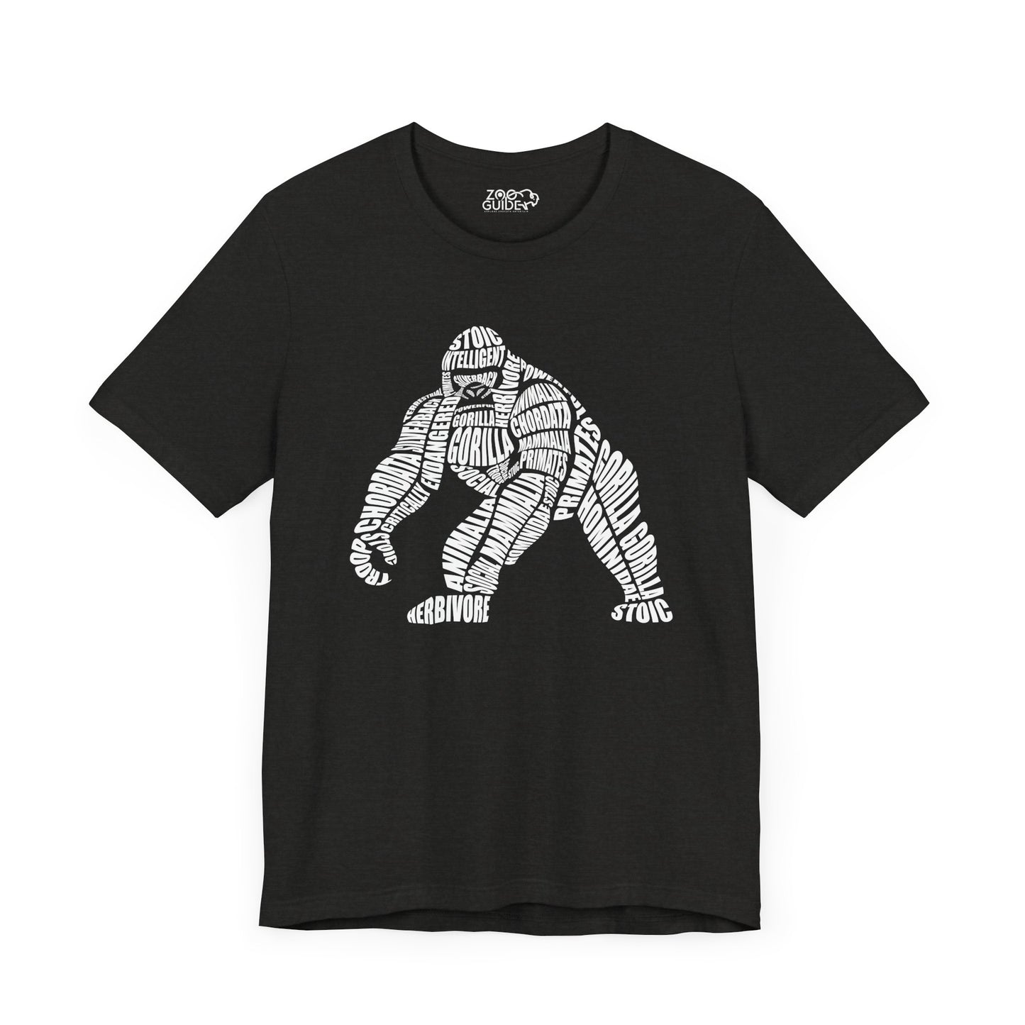 Gorilla Word Art Adult Unisex Short Sleeve Tee by Zoo Guide™