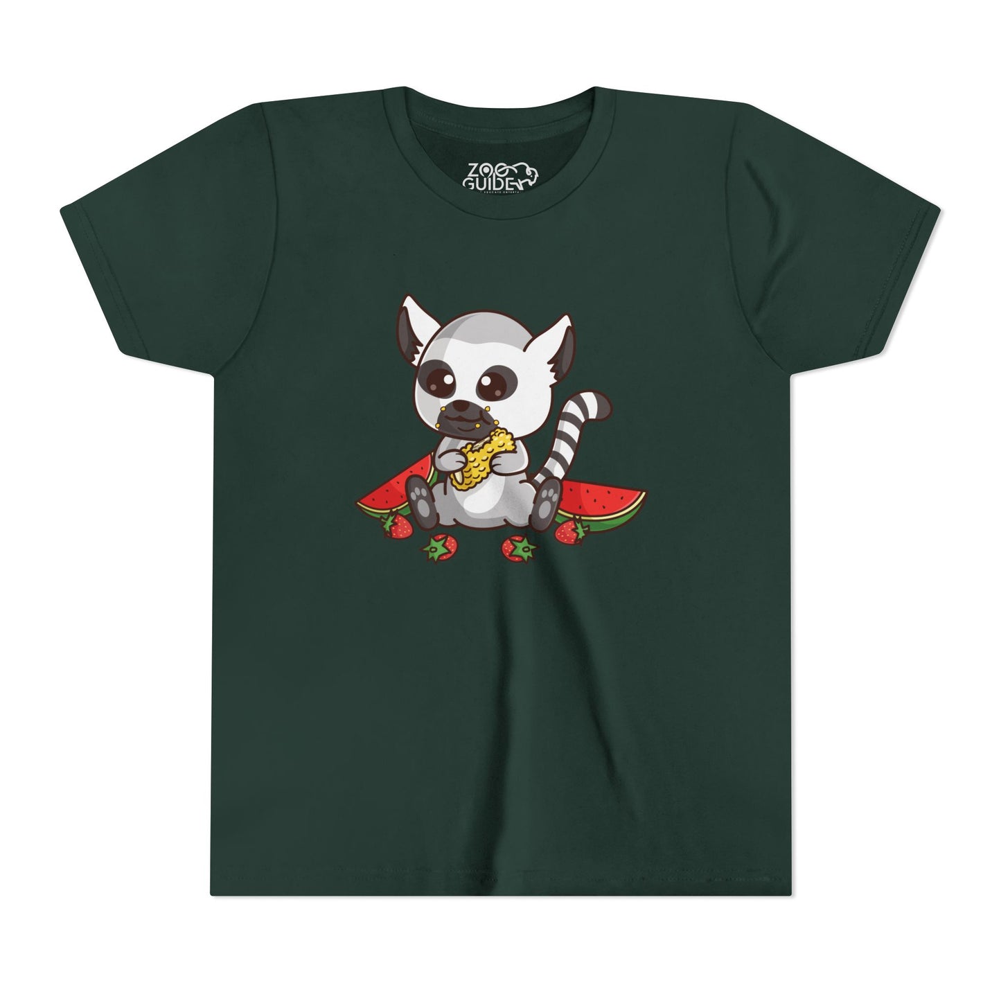Ring Tailed Lemur Snackin' Kawaii Style Youth Tee Shirt by Zoo Guide™