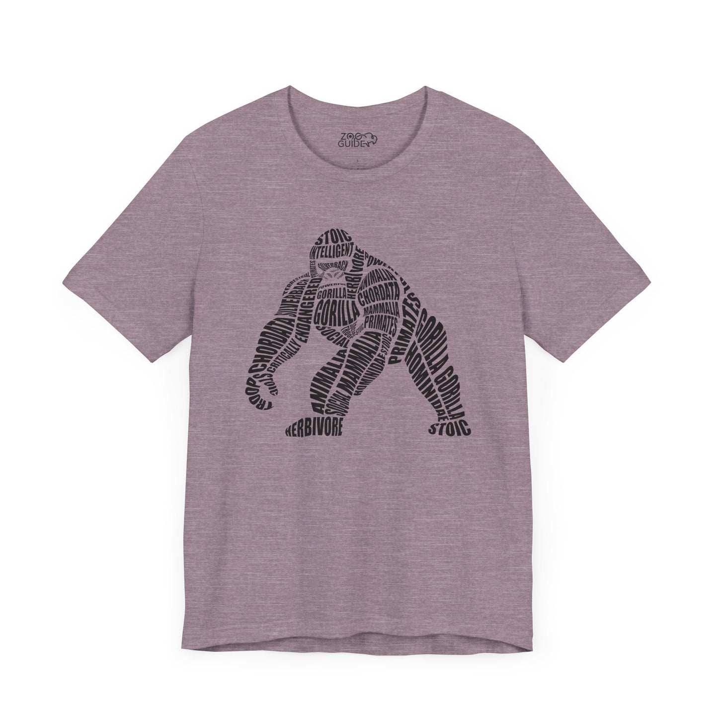 Gorilla Word Art Adult Unisex Short Sleeve Tee by Zoo Guide™