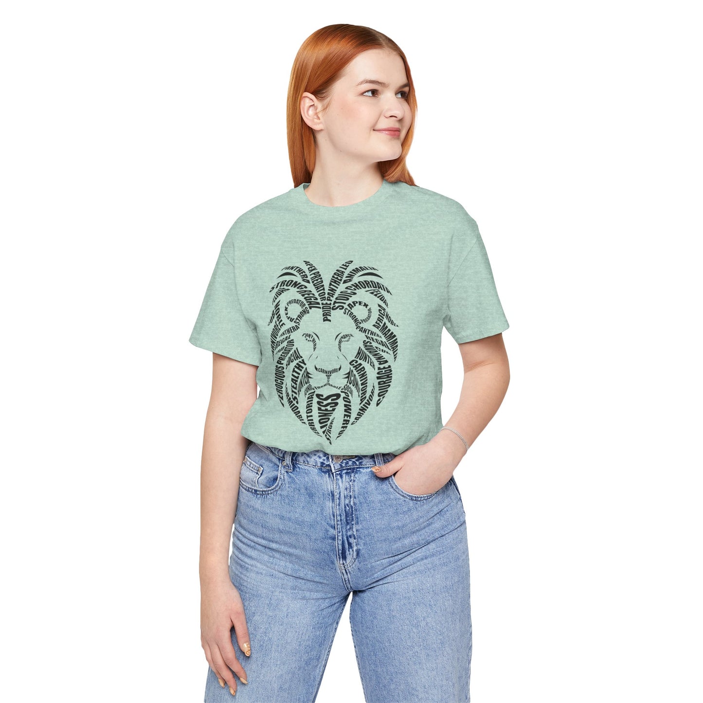 Lion Head Word Art Adult Unisex Short Sleeve Tee