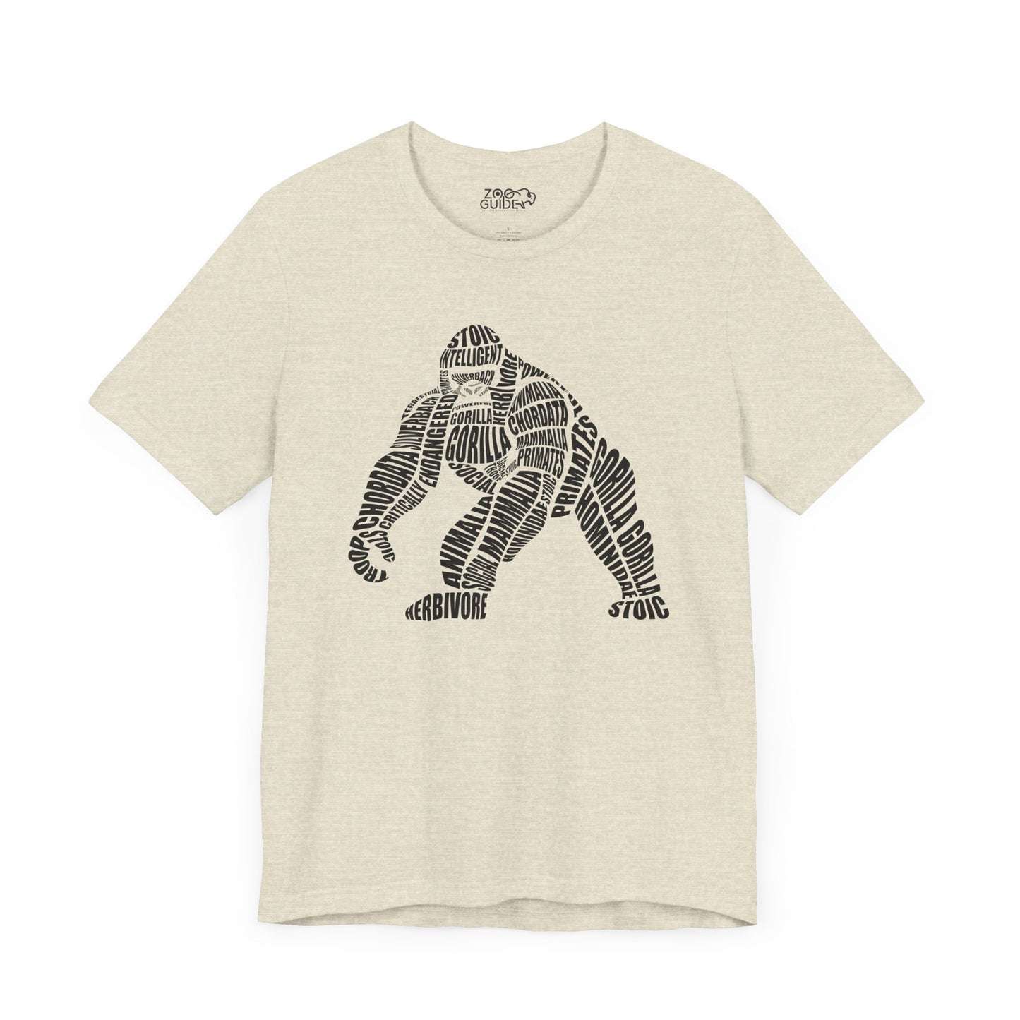 Gorilla Word Art Adult Unisex Short Sleeve Tee by Zoo Guide™