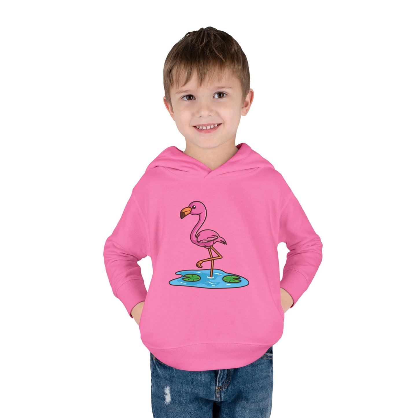 Flamingo Kawaii Style Toddler Pullover Fleece Hoodie by Zoo Guide™