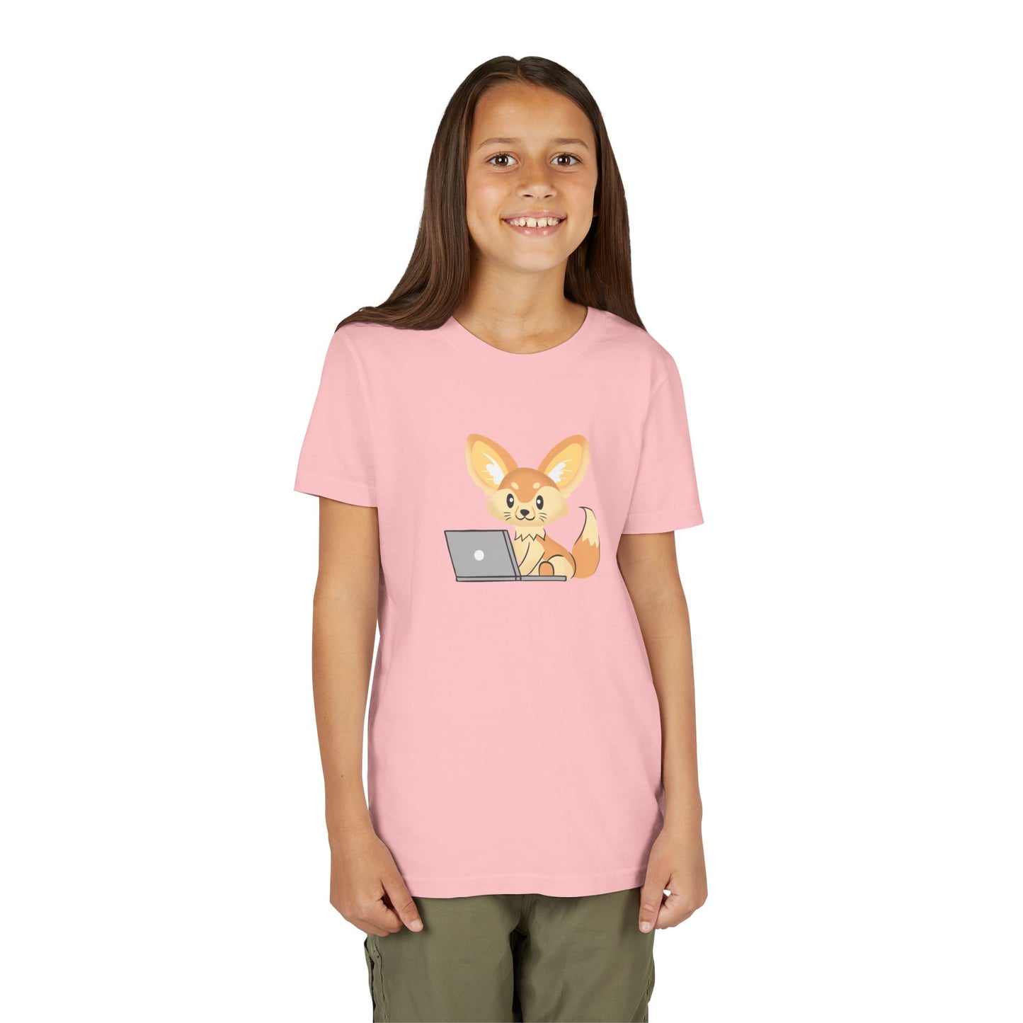 Fennec Fox on Laptop Youth Tee Shirt by Zoo Guide™