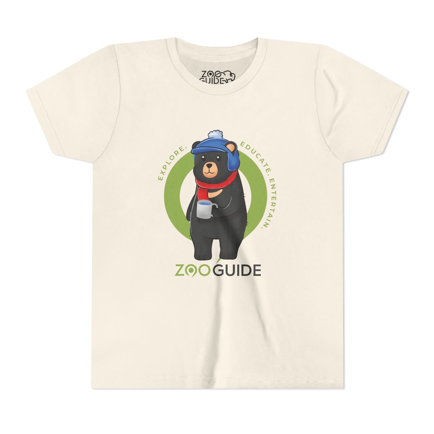 American Black Bear Winter Wear in Zoo Guide™ Waypoint Icon Youth Tee Shirt by Zoo Guide™