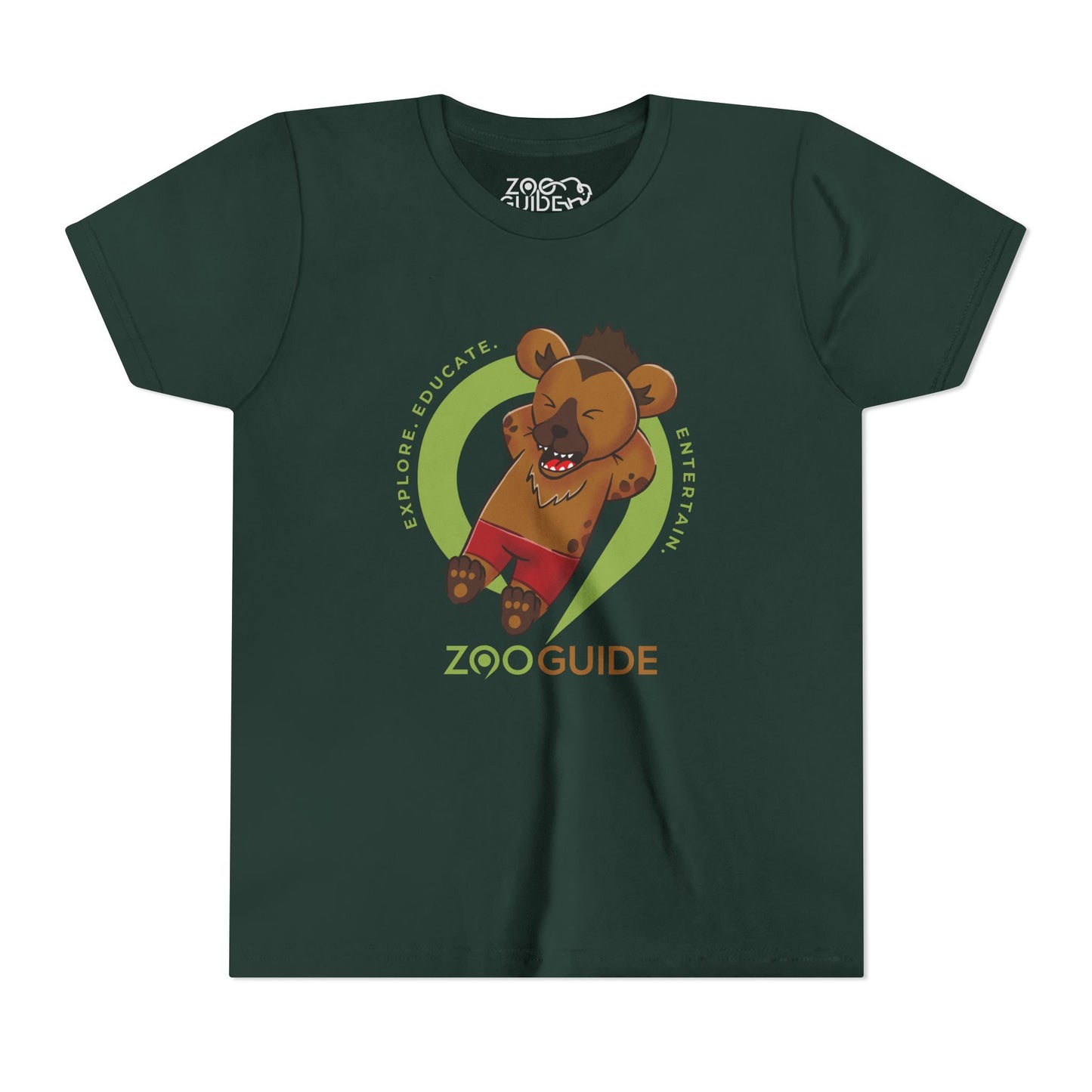 Laughing Spotted Hyena with Bone in Zoo Guide™ Waypoint Icon Youth Tee Shirt by Zoo Guide™