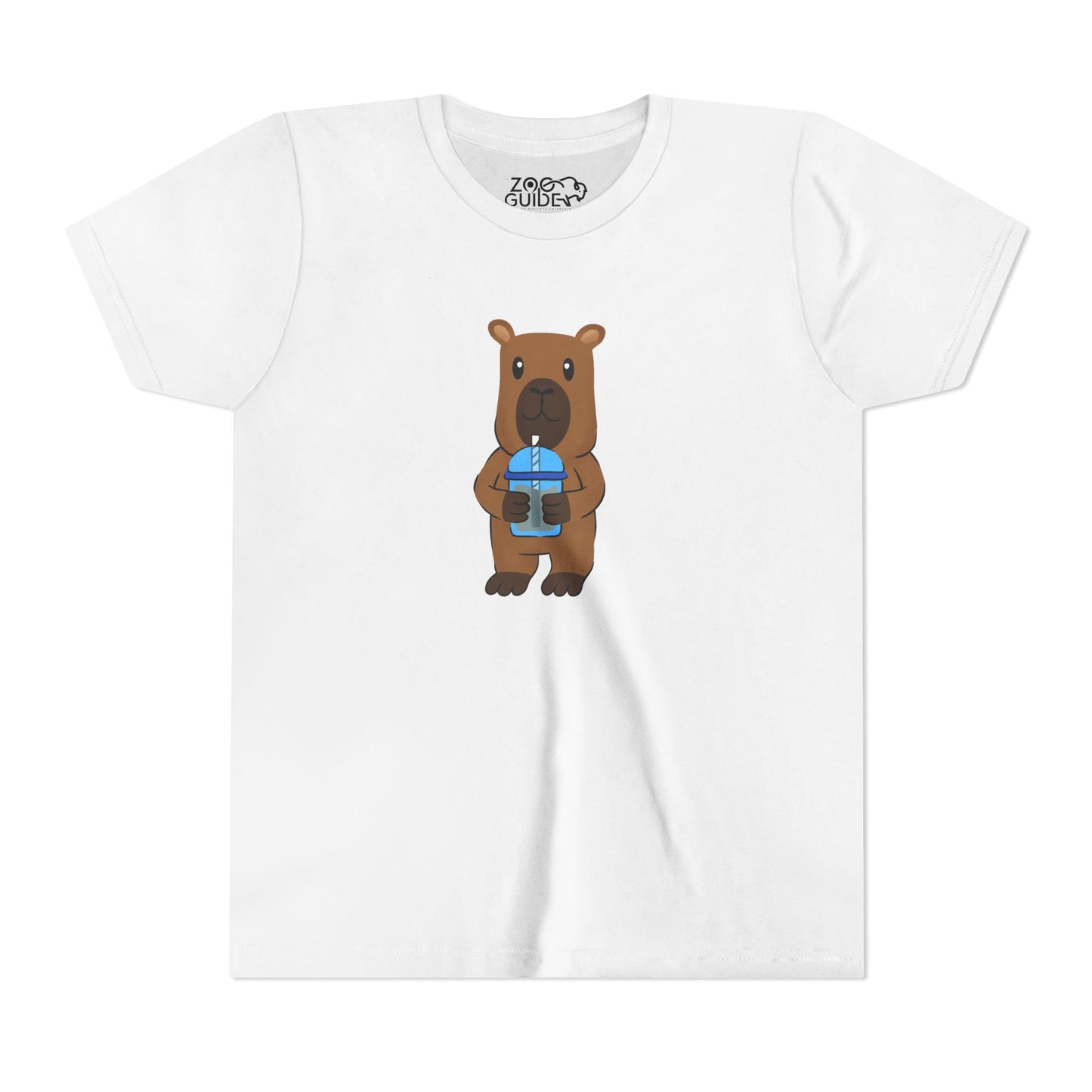 Capybara Drinking Boba Tea Youth Tee Shirt by Zoo Guide™