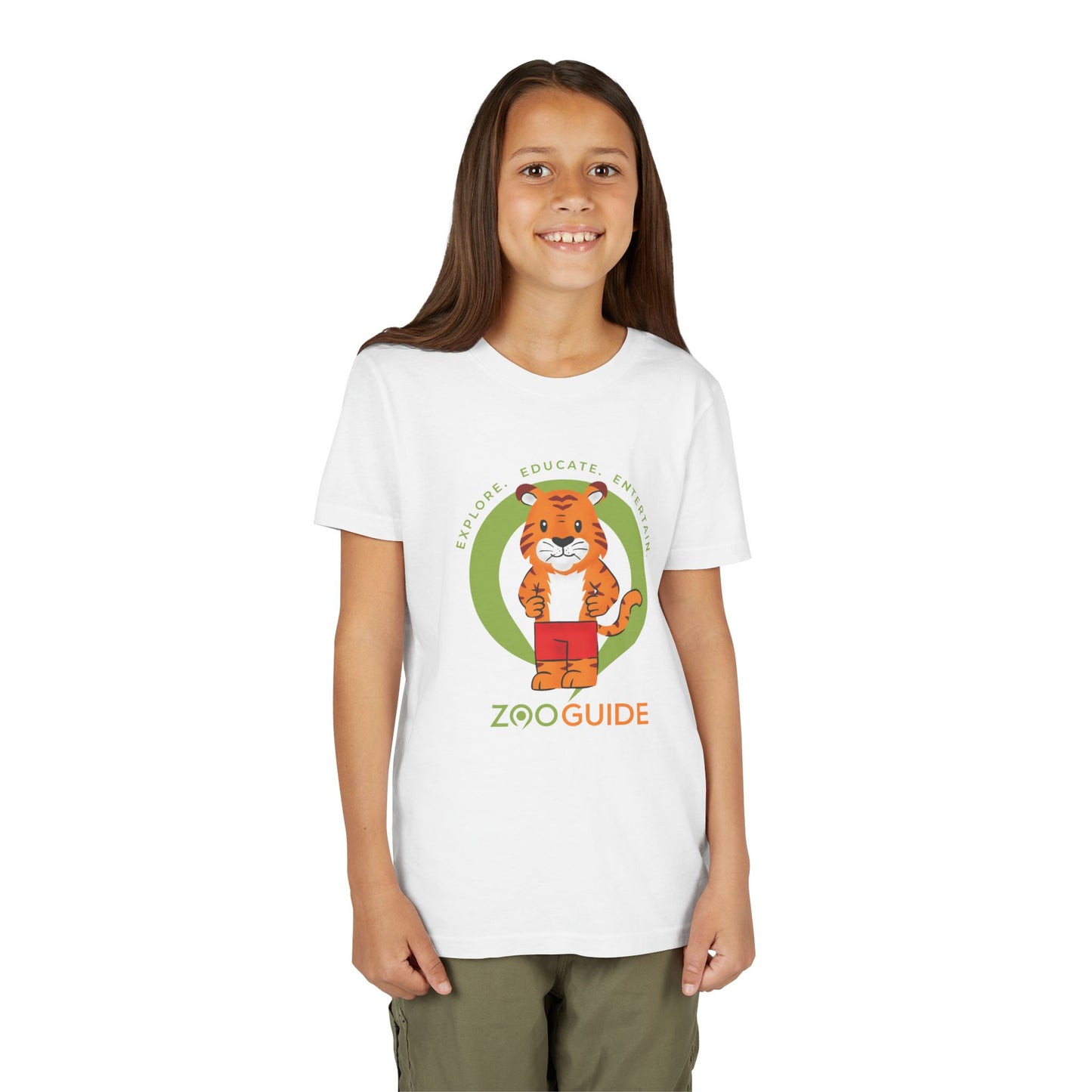 Tiger in Shorts in Zoo Guide™ Waypoint Icon Youth Tee Shirt by Zoo Guide™