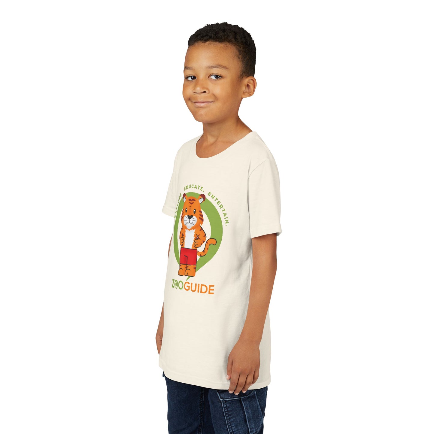Tiger in Shorts in Zoo Guide™ Waypoint Icon Youth Tee Shirt by Zoo Guide™