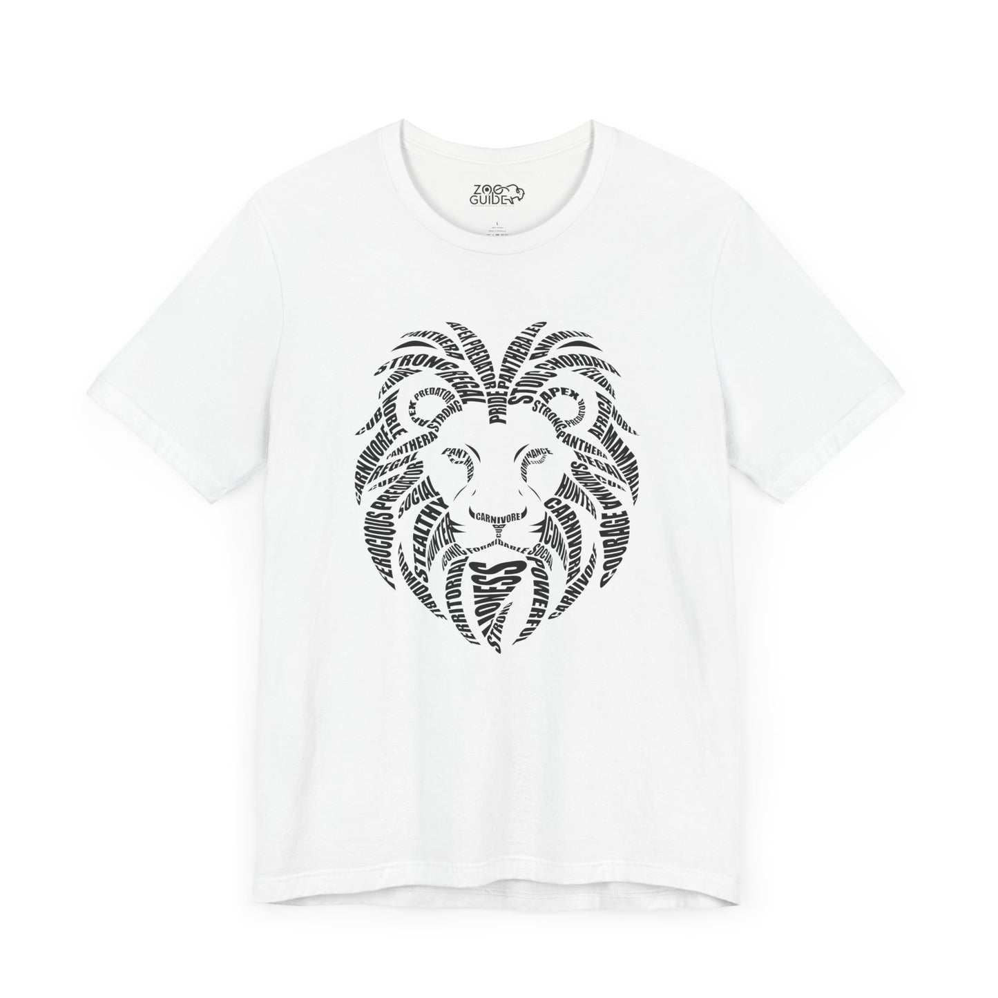 Lion Head Word Art Adult Unisex Short Sleeve Tee