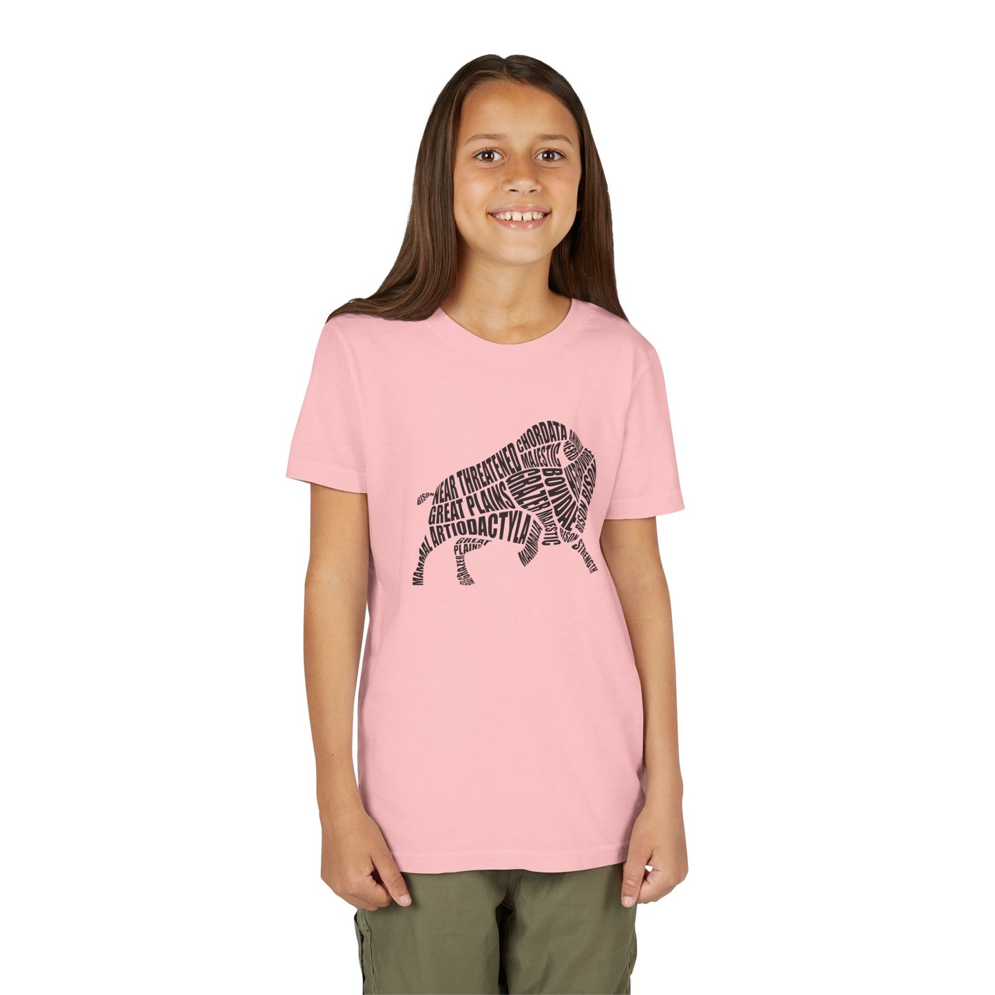 Bison Word Art Youth Tee Shirt by Zoo Guide™