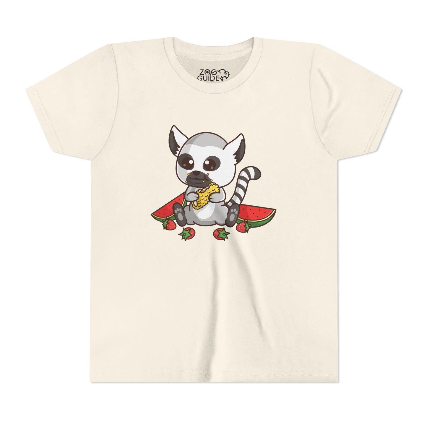 Ring Tailed Lemur Snackin' Kawaii Style Youth Tee Shirt by Zoo Guide™