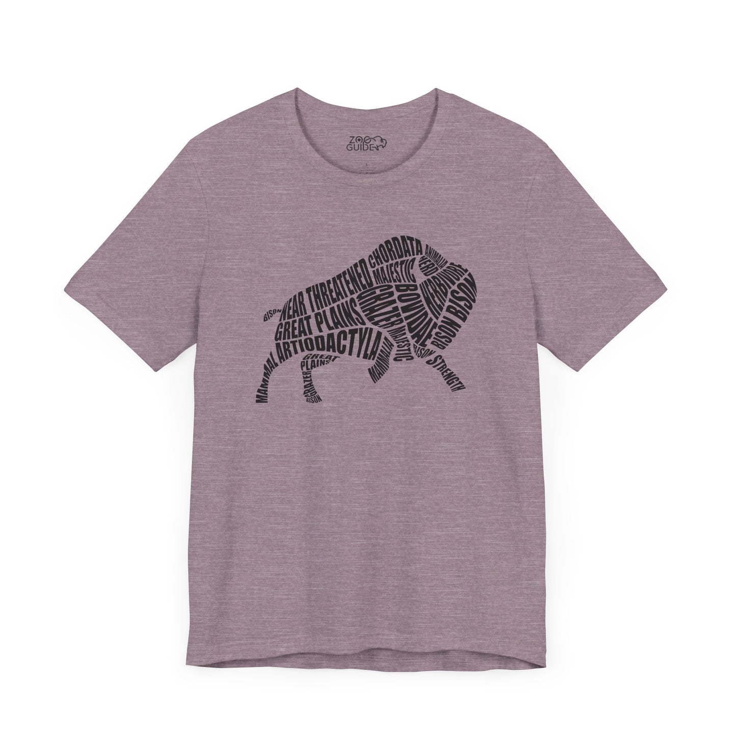 Bison Word Art Adult Unisex Short Sleeve Tee