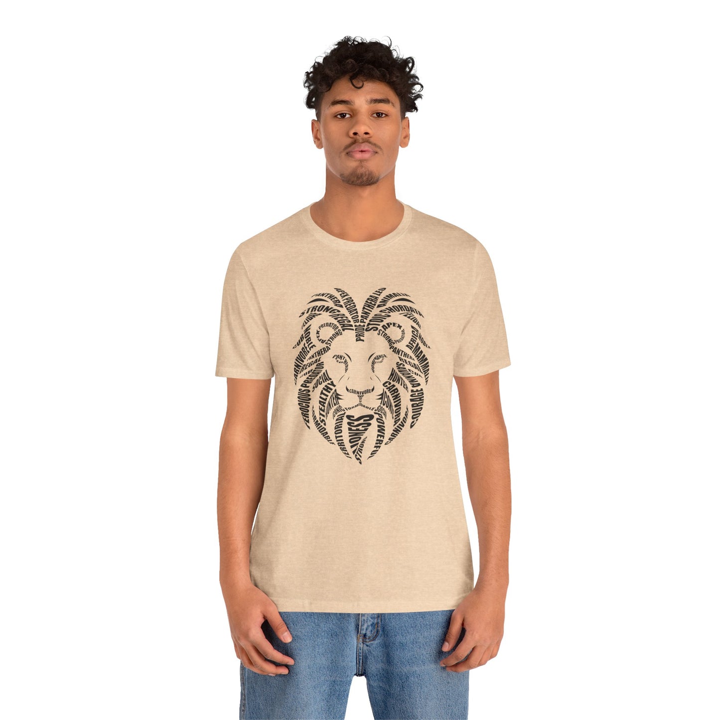 Lion Head Word Art Adult Unisex Short Sleeve Tee