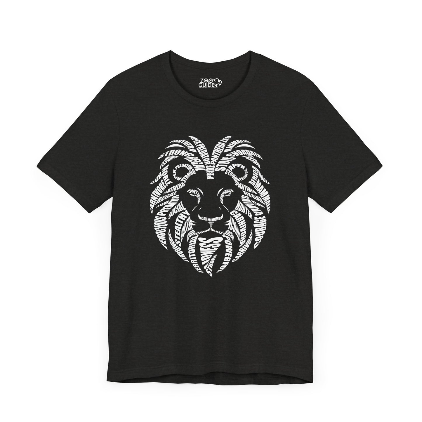 Lion Head Word Art Adult Unisex Short Sleeve Tee