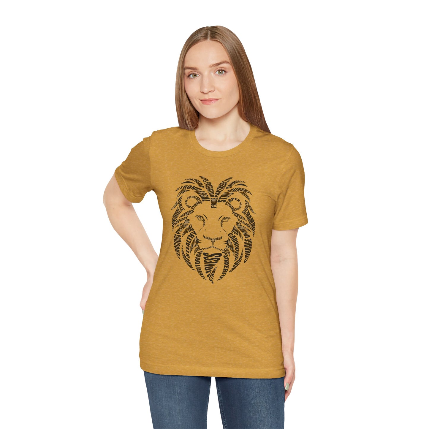 Lion Head Word Art Adult Unisex Short Sleeve Tee